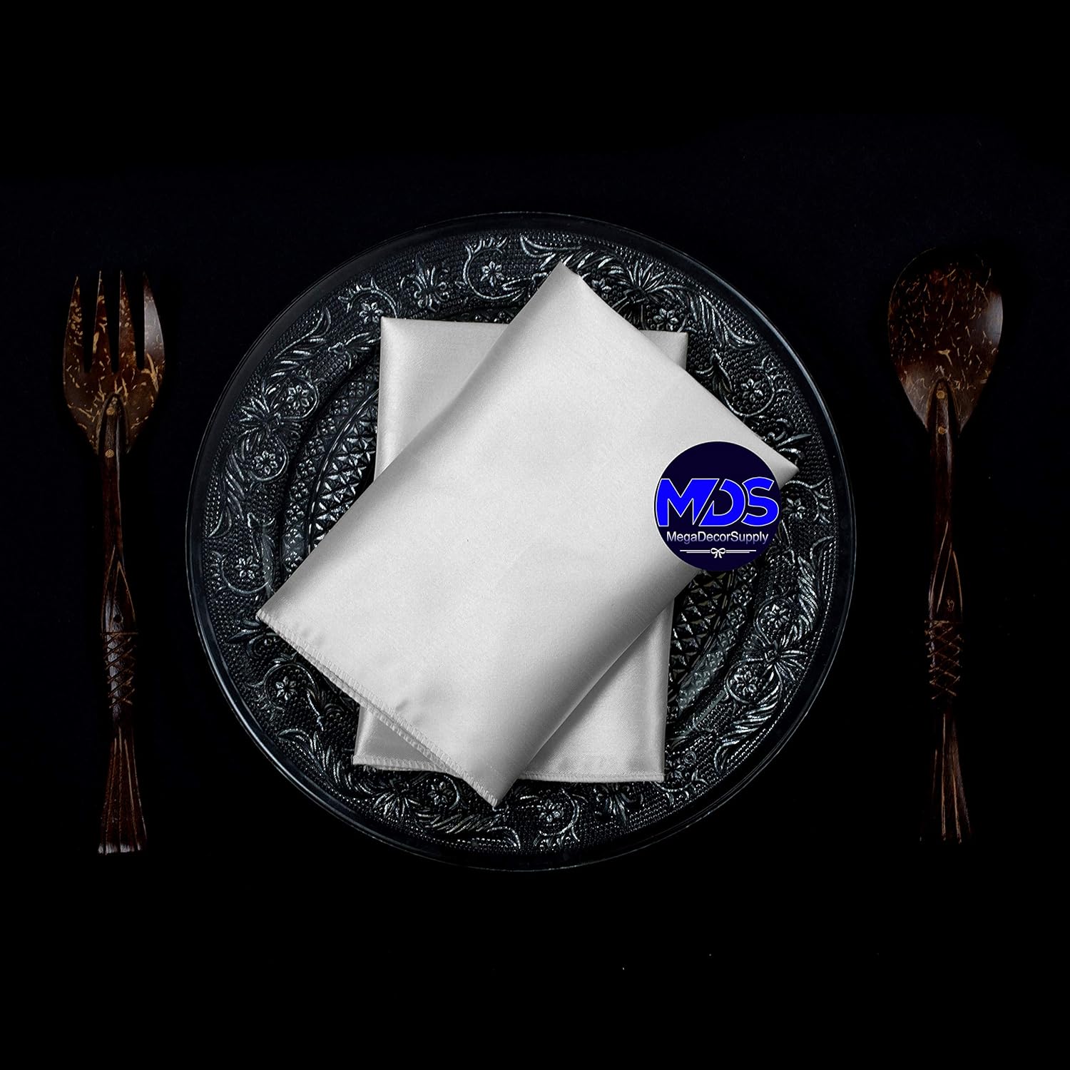 MDS Set of 100 PCS Satin Napkin 20x20 Inch Square, Dinner Table Napkins for Wedding, Bulk Silky Sateen Cloth Napkins for Restaurant Banquet Graduation Birthday Party Decoration - White