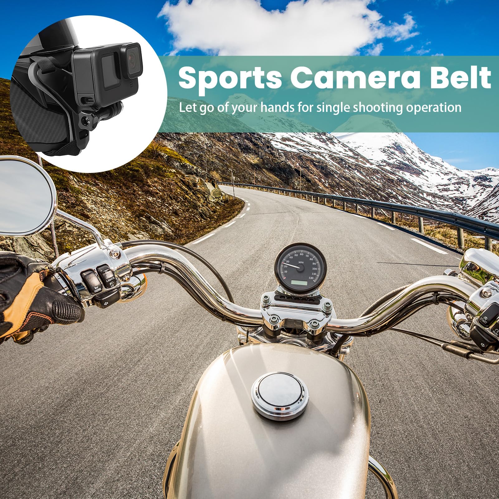 Support de Menton Casque de Moto pour GoPro Hero13 12 11 10 9 8 7, DJI Osmo Action 5 Pro Action 4, Insta360 One R, Silicone Antidérapant avec Vis