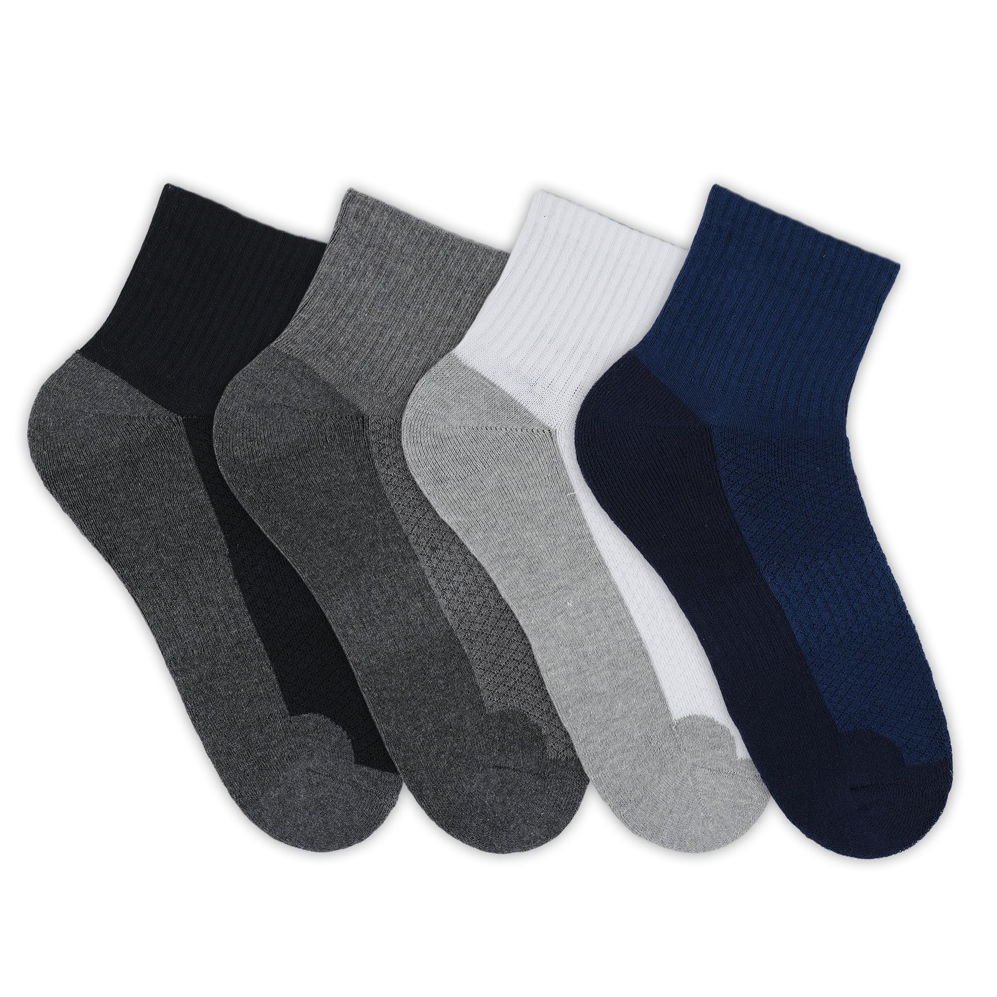 SocksXpress Men's Cushioned High Ankle Sports/Gym Socks | Made with Cotton & Spandex-Pack of 4 (Free Size) (Multicolour) | Thick/Terry/Towel High Ankle Socks for Men.