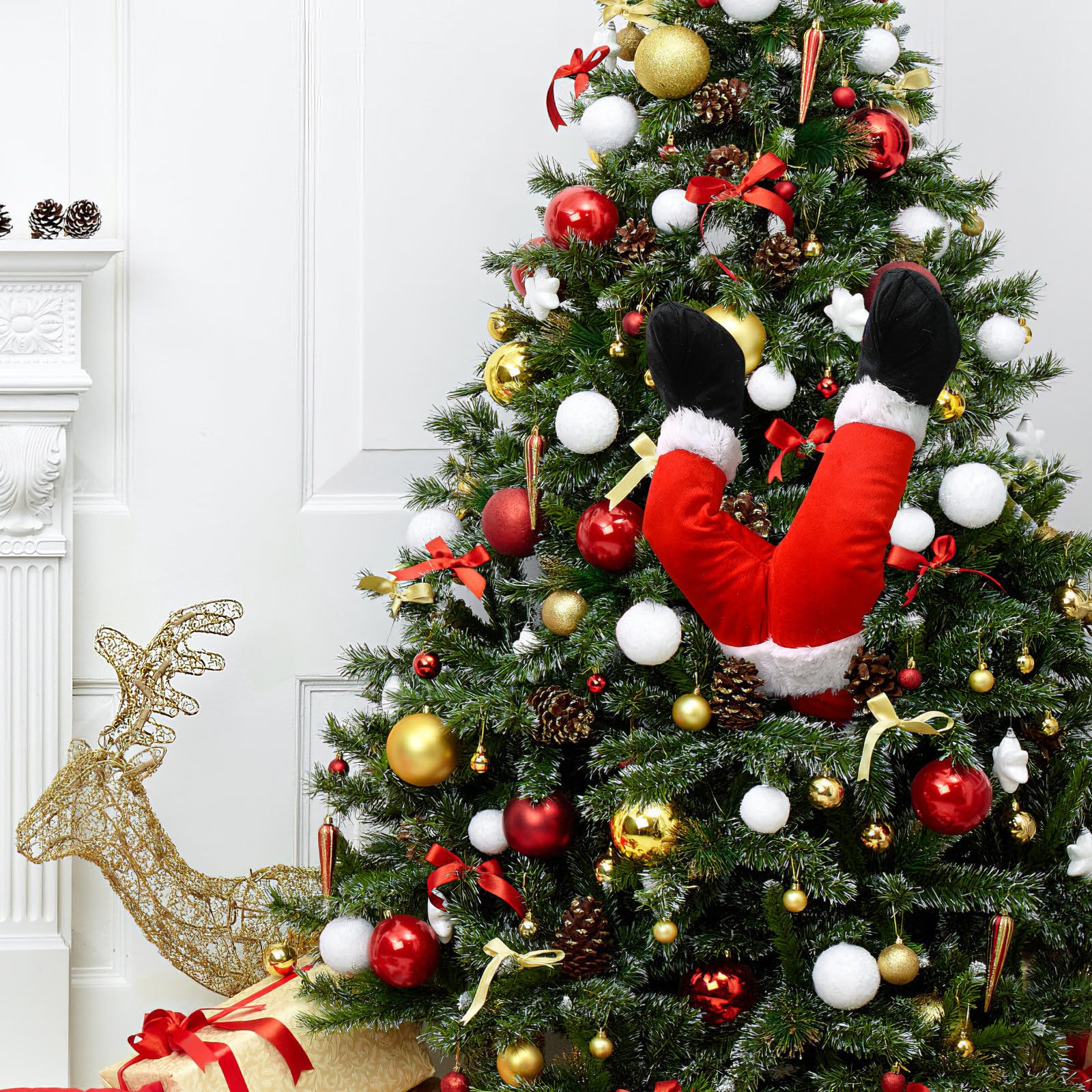 Zerodeko Adorno de Árbol de Navidad para Fiesta y Hogar Decoración Creativa y Divertida de Papá Noel Rojo de Tela en Temporada Navideña