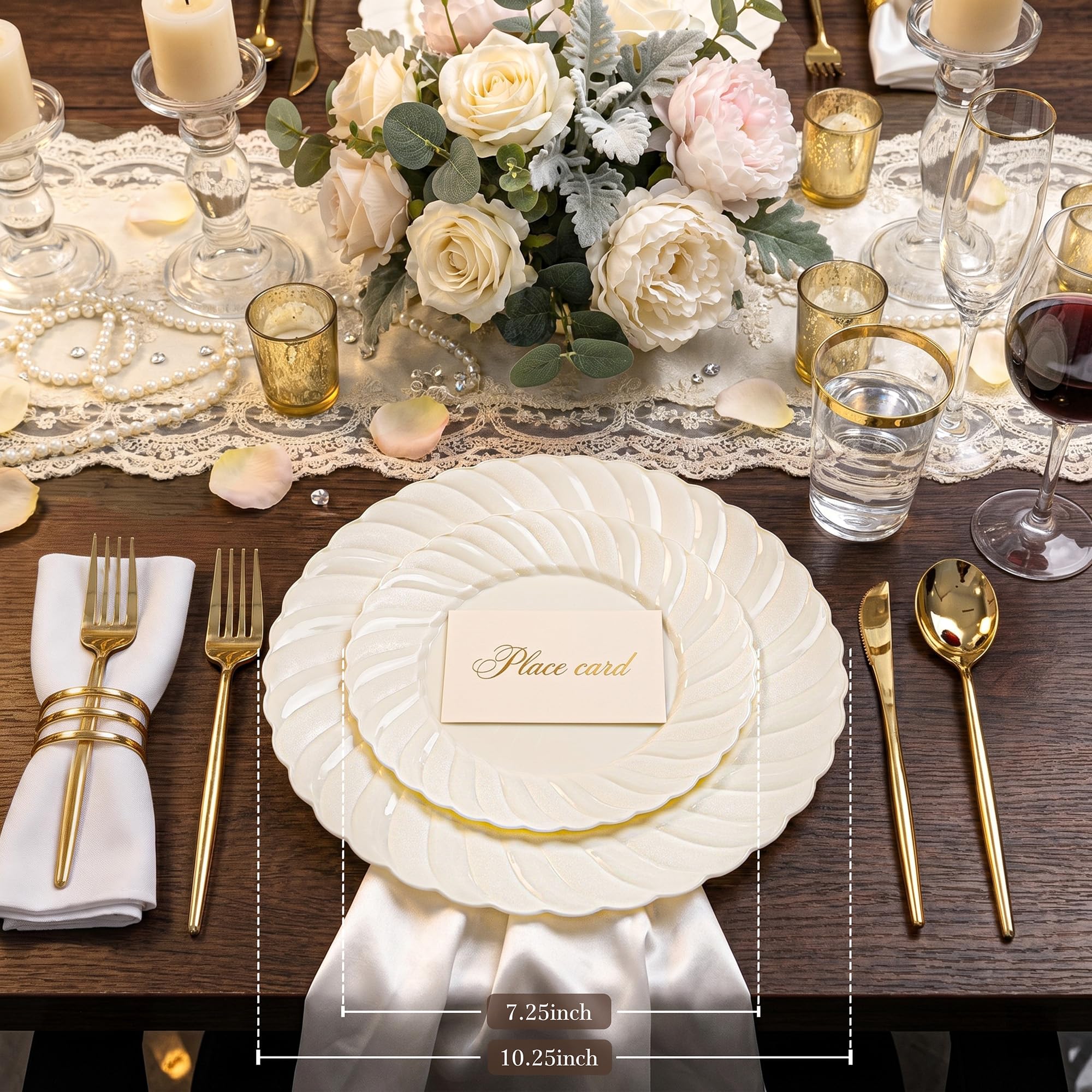 Ivory Scalloped Plates - 60 Pack for Parties & Weddings -2