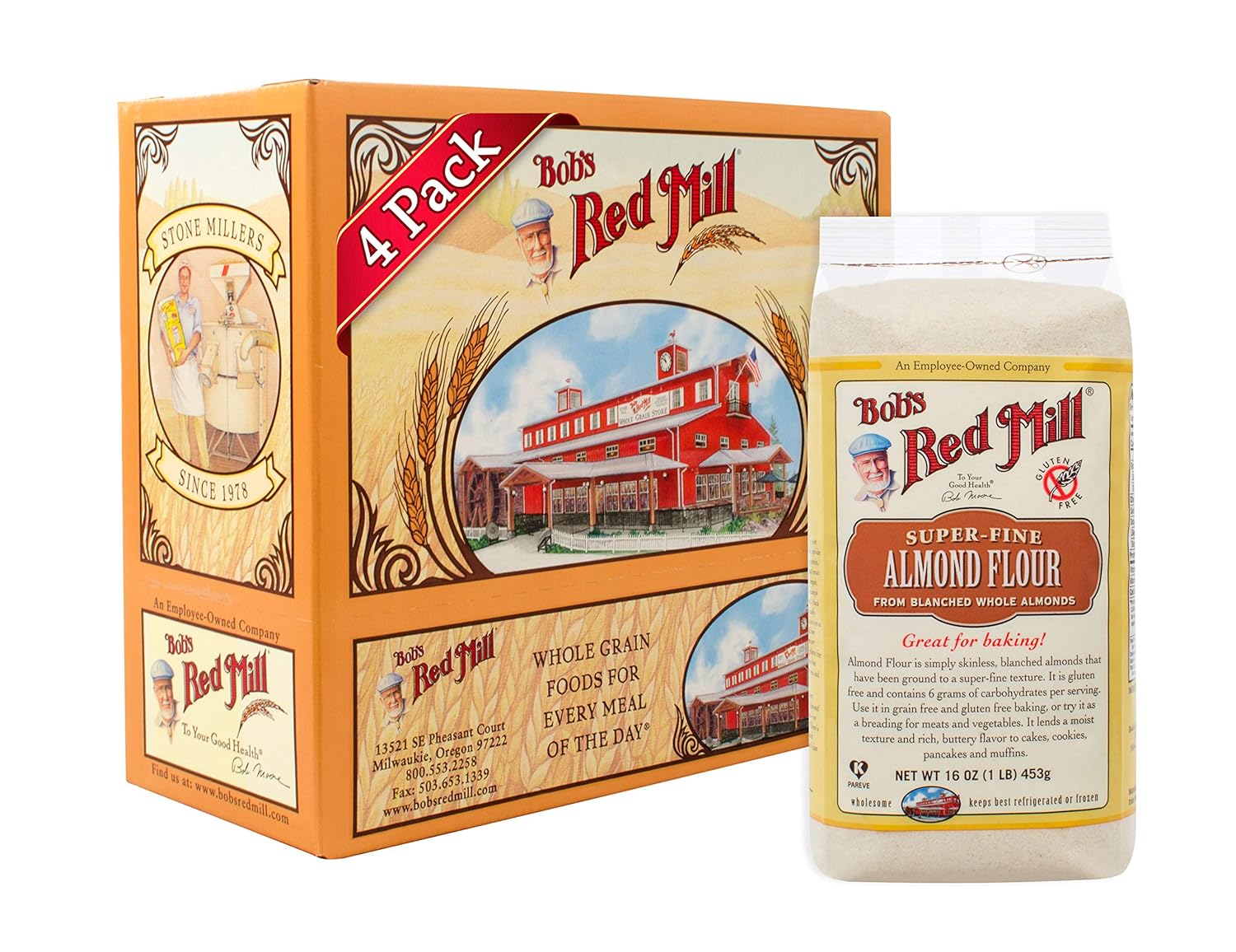 Bob's Red Mill Super-Fine Almond Flour, 16 Ounce (Pack of 4)