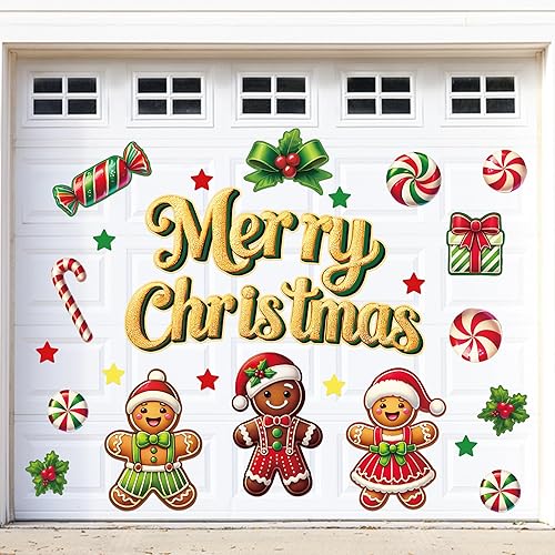 Vista 159 de 90shine 32 imanes navideños para decoración de puerta de garaje, bola de Navidad, refrigerador y cocina (rojo, verde, dorado)