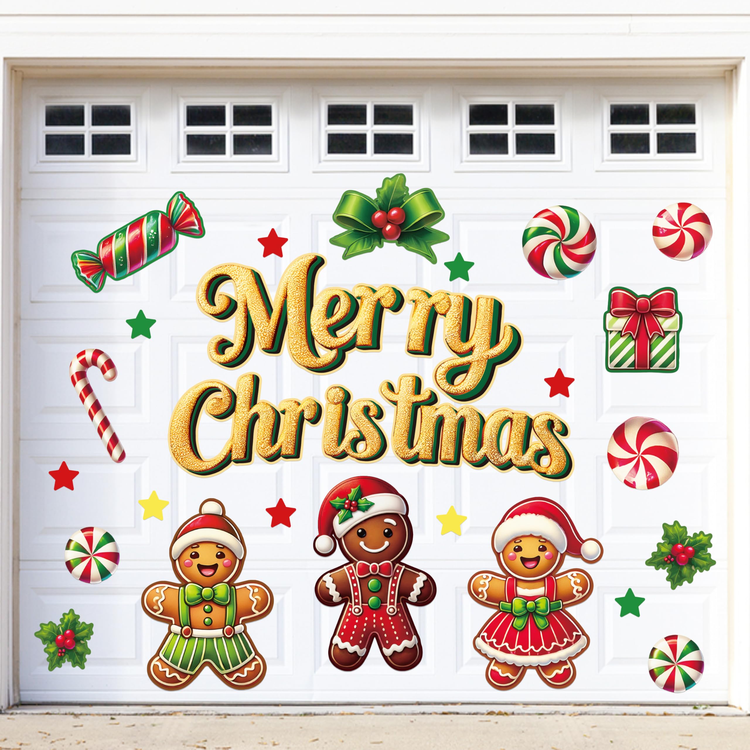 90shine Christmas Garage Door Decorations Magnets, Gingerbread Men