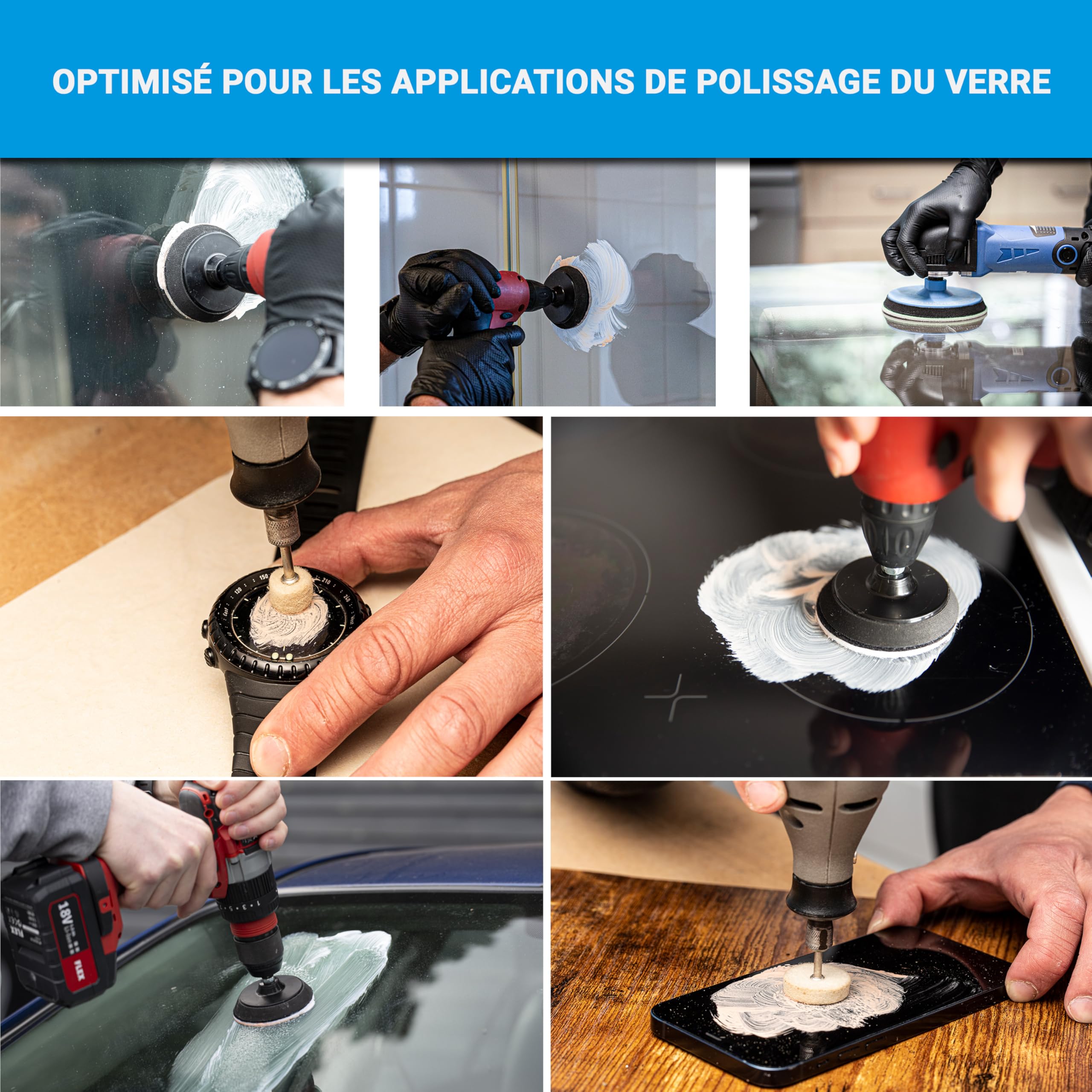 Poudre De Polissage Pour Verre – Élimine Rayures Profondes Sur Pare-brise, Vitres, Pierre, Métal – 100 G