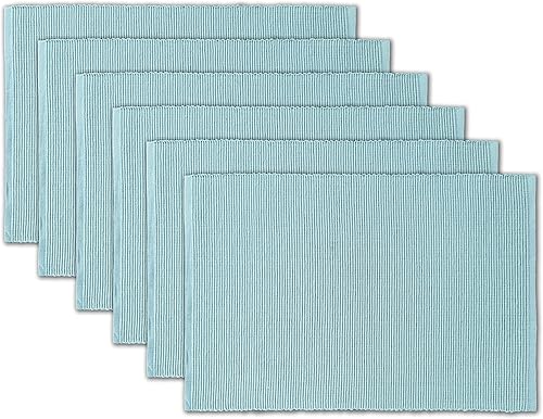 Miniatura 2 de AVKA Studio Paquete de manteles de algodón acanalado y servilletas con estampado de algodón, paquete de 6 unidades, color azul