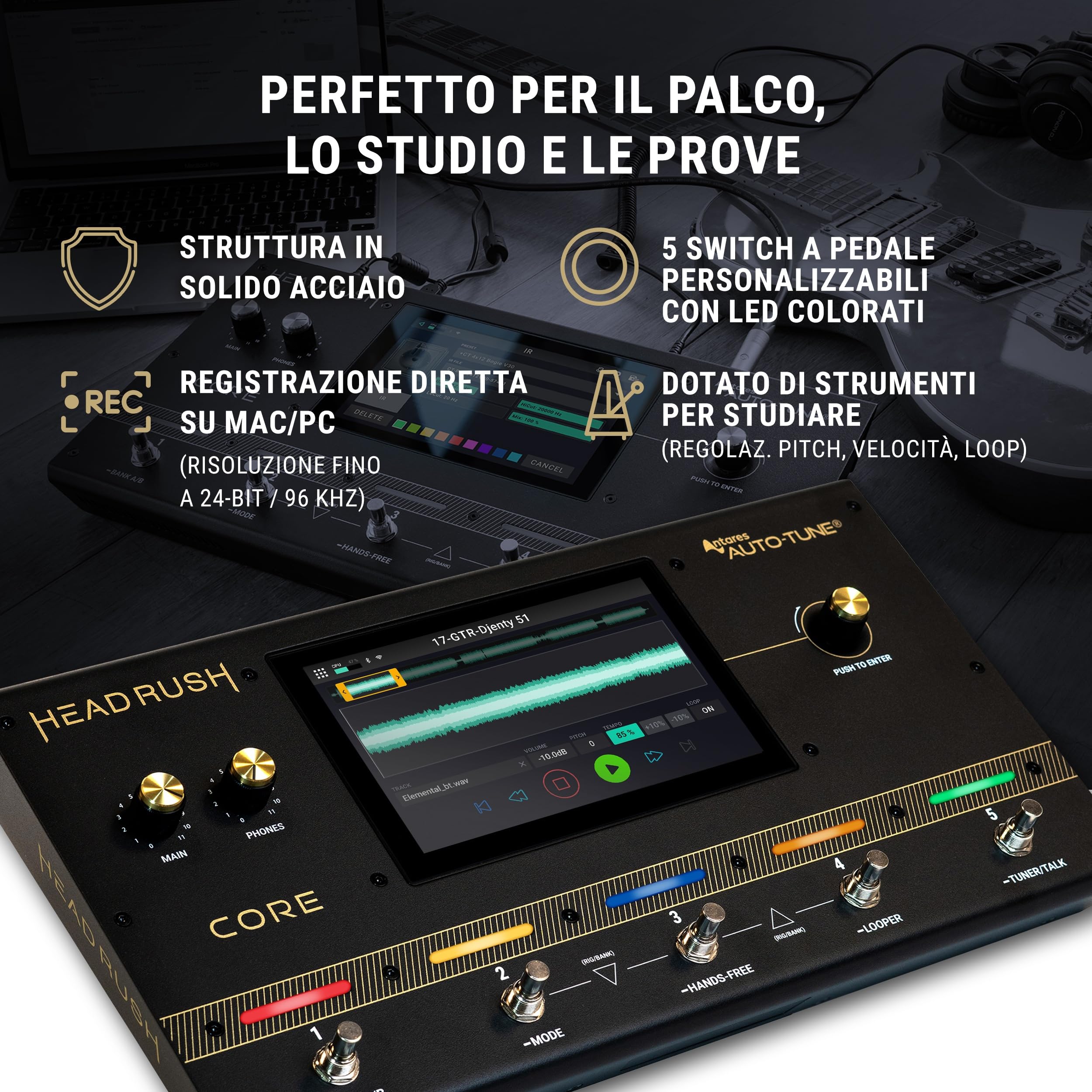 HeadRush Core e FRFR108 MK2 - Pedaliera multieffetto e amp-modeler per chitarra e voce, e 8-inch ampli da 2000W per chitarra e basso con Bluetooth