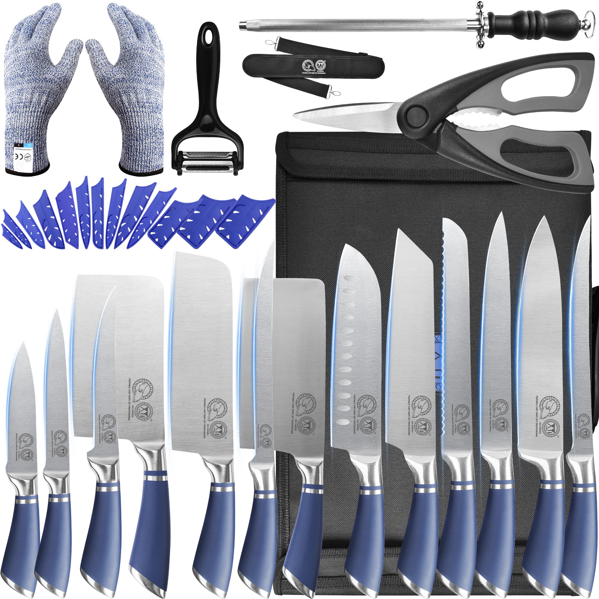 Knives,Professional Knife Sets for Master Chefs,Meat Cleaver Butcher for Camping,Chef Knife Set with Bag