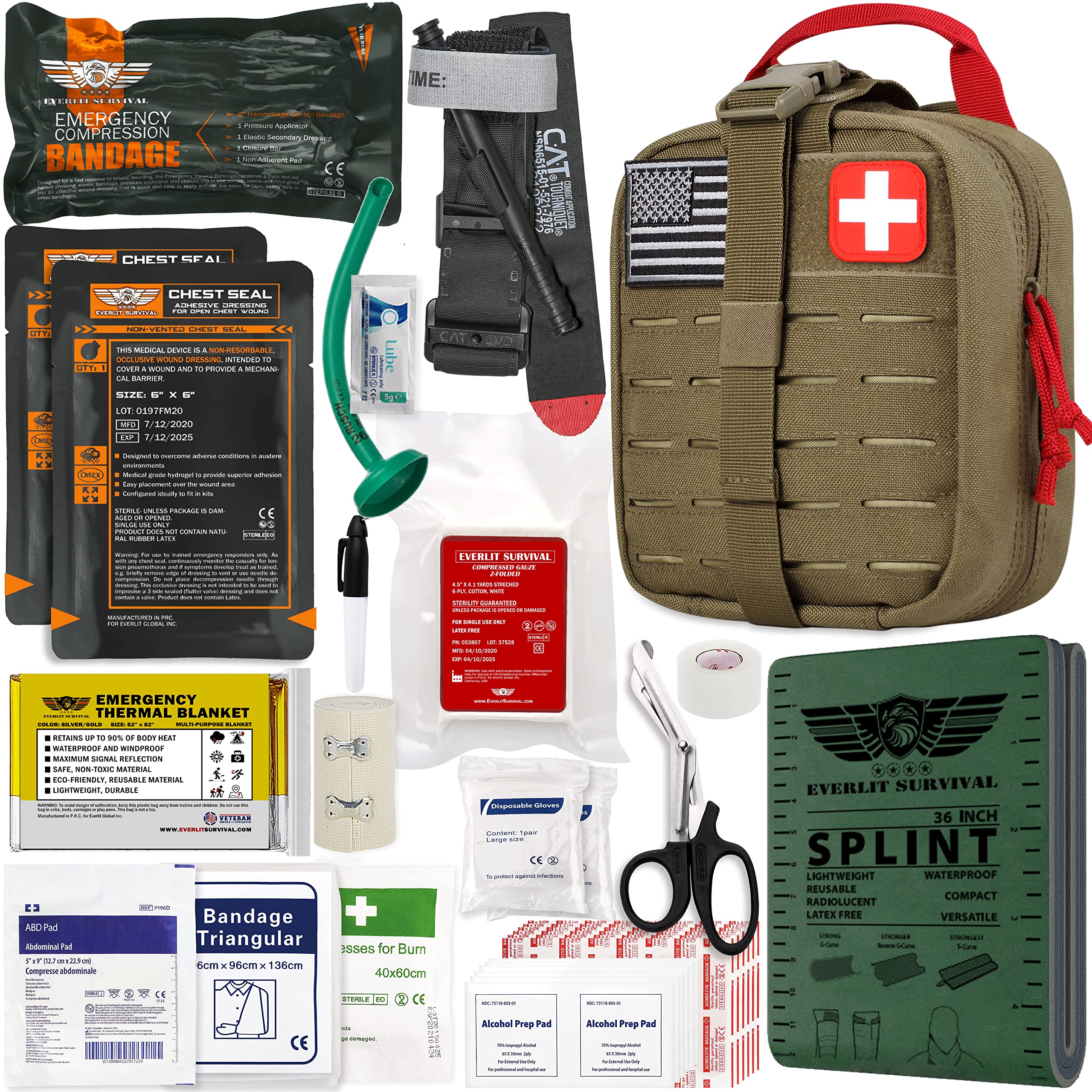 Buy EVERLIT Advanced Emergency Trauma Kit, CAT GEN7 Tourniquet MilSpec Nylon Laser Cut Pouch