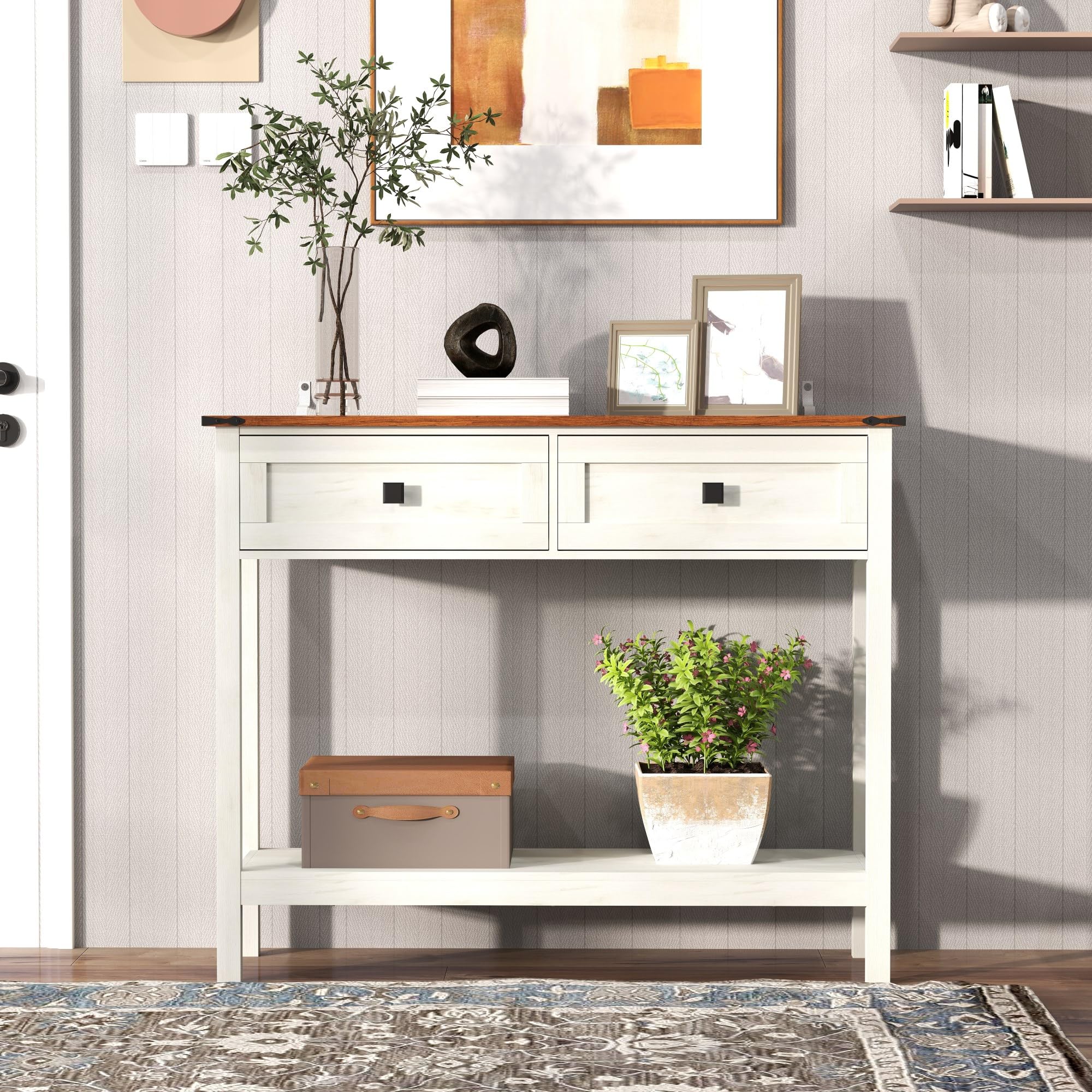 Amazon.com: VIRIDURE Entryway Table,Console Table with Two Drawers
