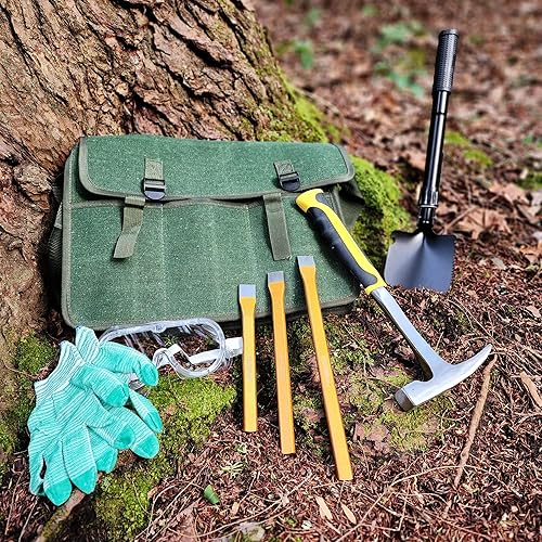 Miniatura 7 de Rockhound & Rock - Kit de minería (Deluxe 15 piezas); el juego Rockhound incluye martillo, cinceles, bolsa de museta y accesorios