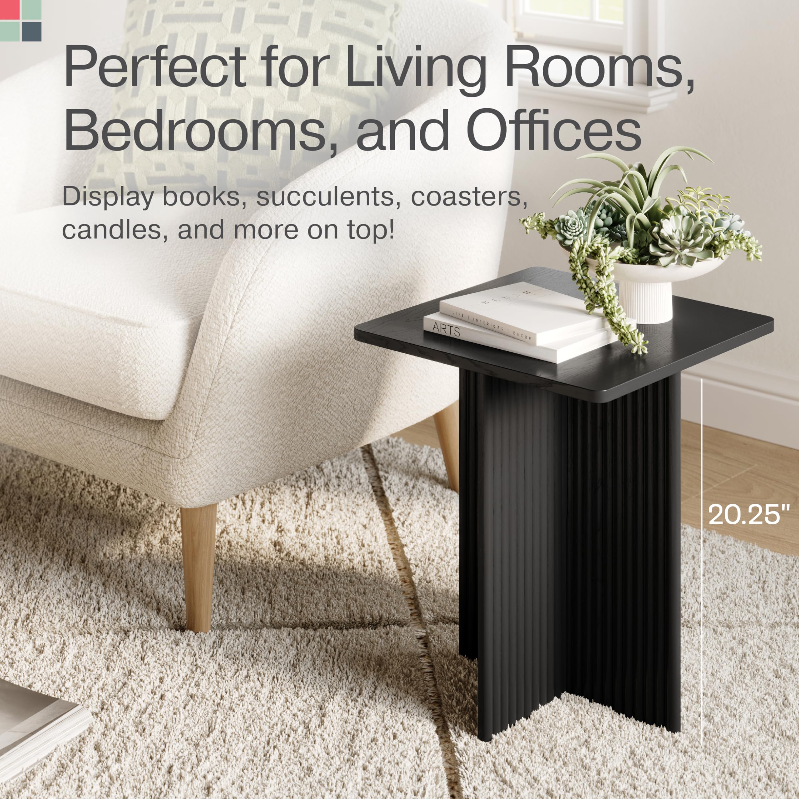 Amazon｜角型溝付きアクセントサイドテーブル - ペデスタル  