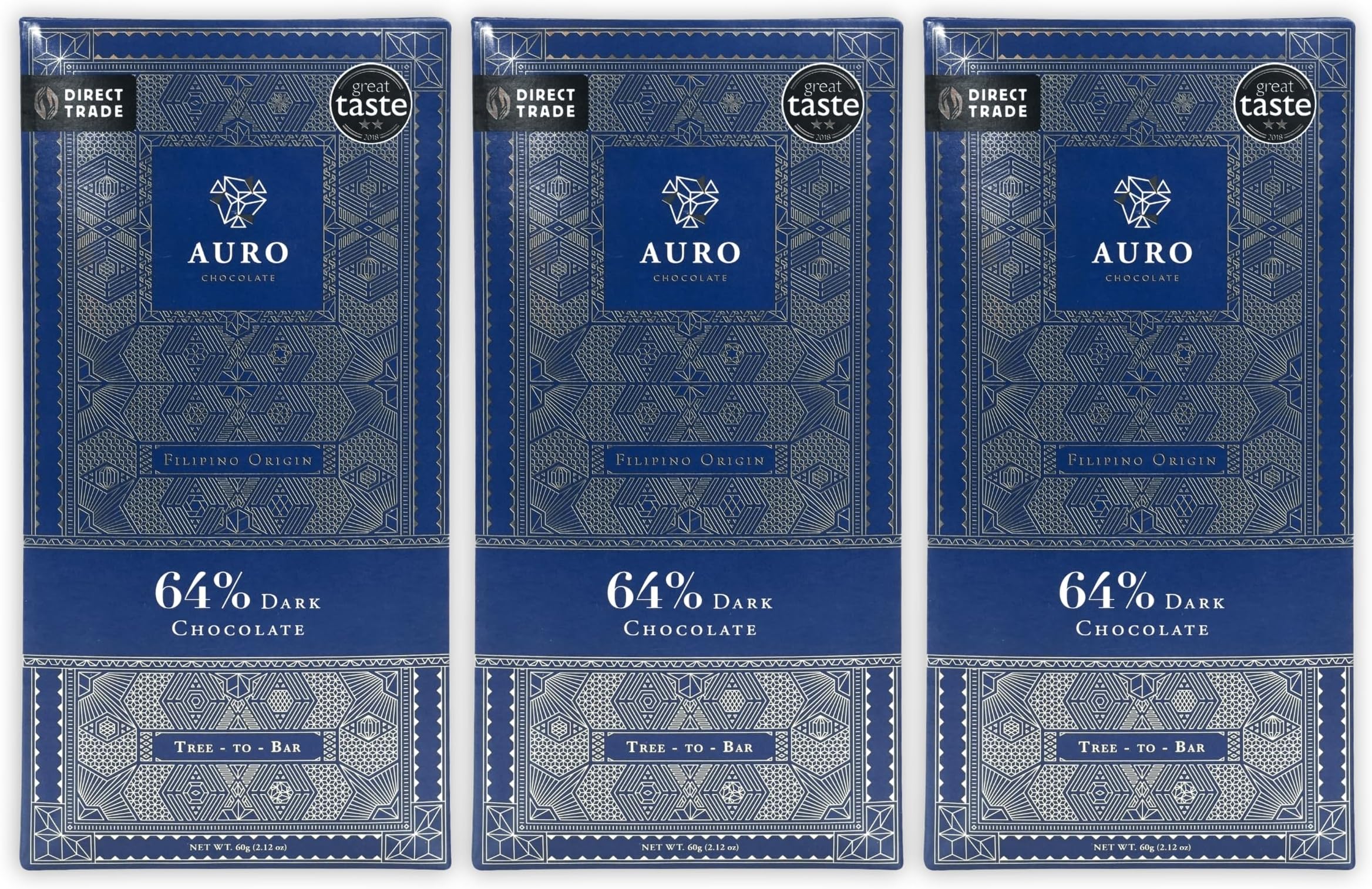 Auro - Filipino Chocolate Bundles (Dark Chocolate 64%, 3 Pack)