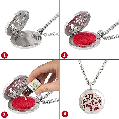 Miniatura 3 de mEssentials Arbol Tree of Life - Juego de 2 collares difusores de aceites esenciales, incluye colgante de aromaterapia, cadena de acero inoxidable