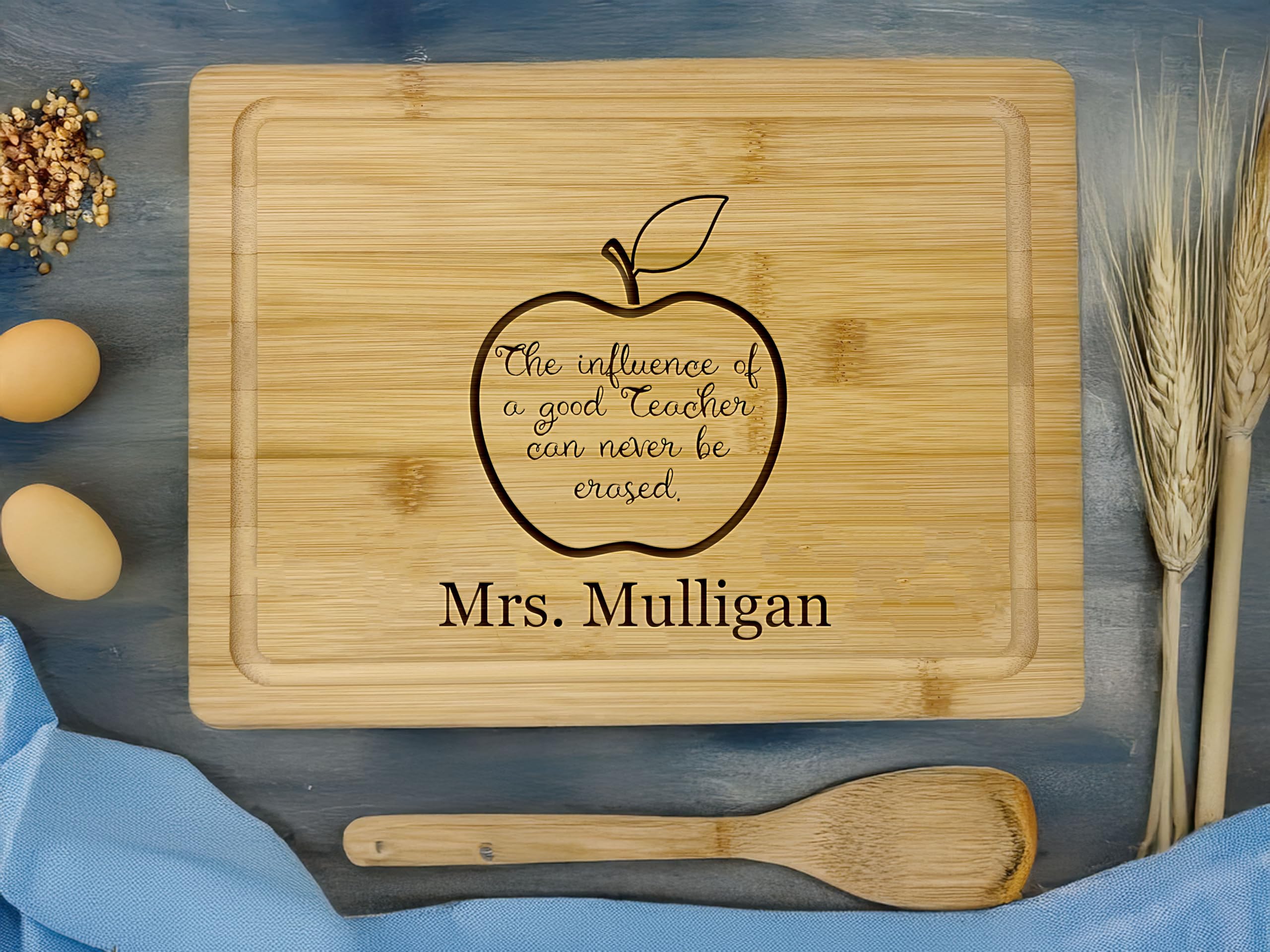 Personalized Cutting Board for Teacher - Custom Wood Appreciation Gift for Teacher Retirement, End of Year, or Christmas - Engraved Charcuterie Board