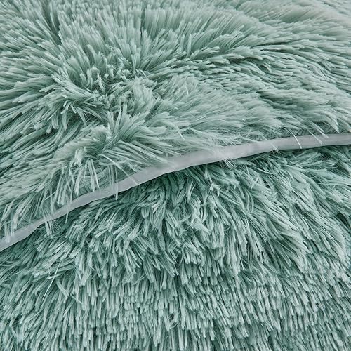 Miniatura 5 de GONAAP Funda de almohada de piel sintética decorativa para sofá, cama de automóvil, 18 x 18 pulgadas (azul hielo, 18 x 18 pulgadas (paquete de 2)