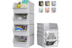 Skywin TidyFriend Open Front Stackable Storage Bins for Enhanced Organization
