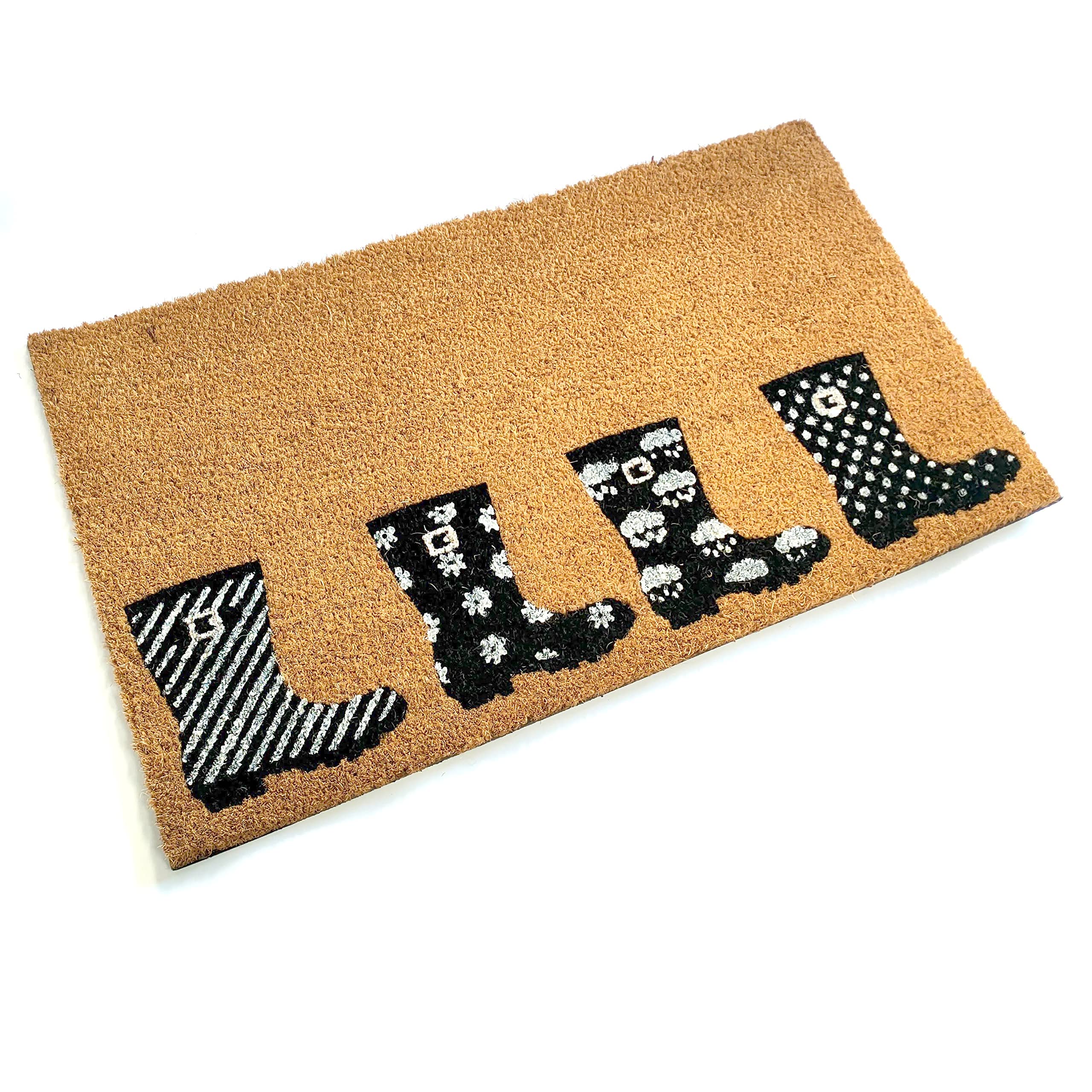 Paillasson fibre de coco Black Ginger tapis extérieur déco 75 x 45 cm