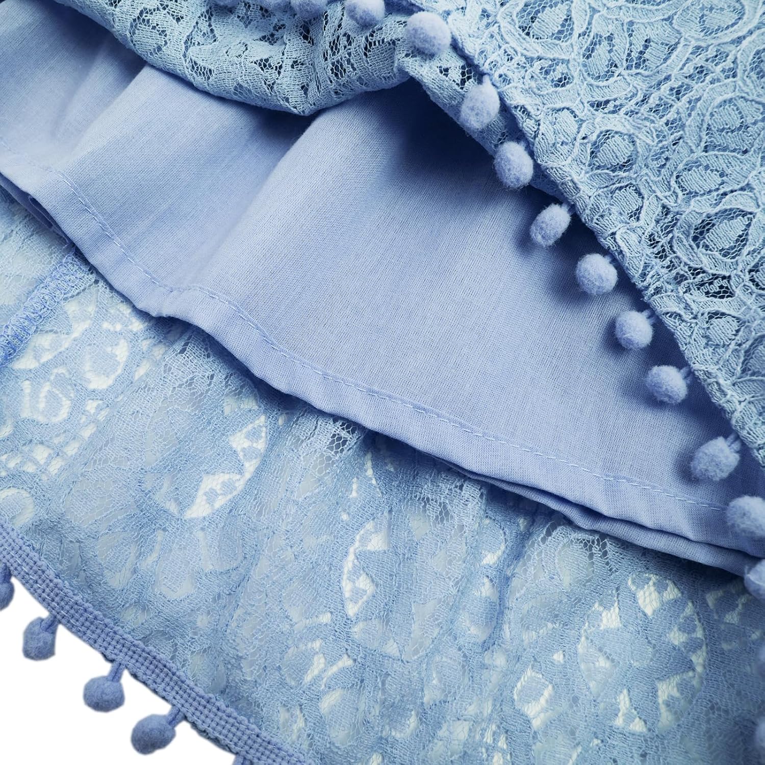 Toddler Girls Lace Dress Pom Pom Ruffle Sleeve Kids Party Birthday Princess Dresses for Age 12 Months-5 Years - Image 6