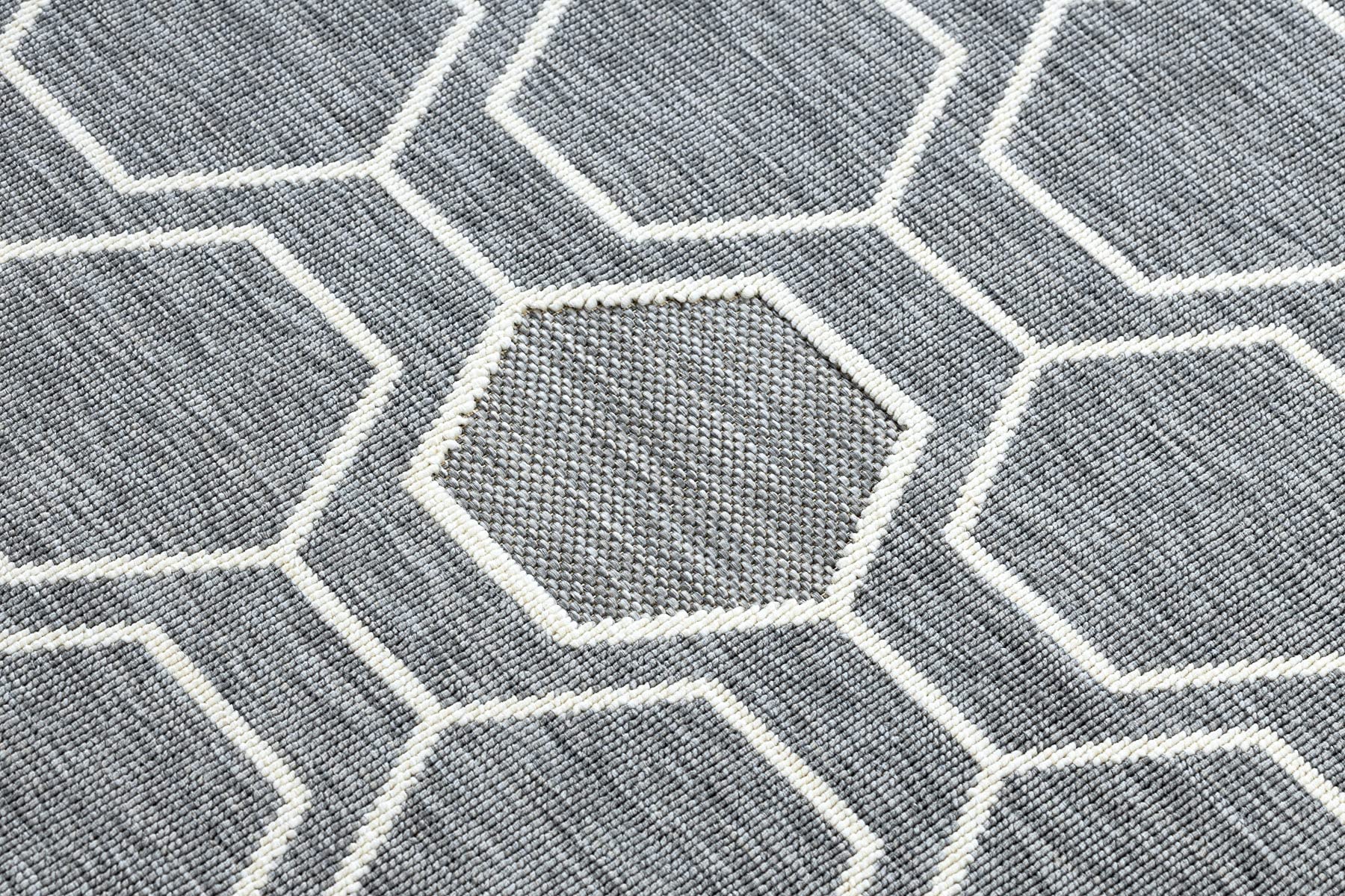 rugsx Nowoczesny dywan SISAL Spring Hexagon, sznurkowy dywan do salonu, sypialni, na taras, do kuchni, ze szlufką na dywan – szary, 140 x 200 cm