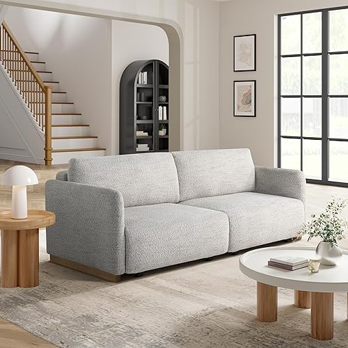 Serta Vail 86" Convertible Sleeper Sofa, Queen Size, Wall-Hugging Dreamglide Mechanism, Dreamcoil Comfort, Boucle Fabric, Ivory