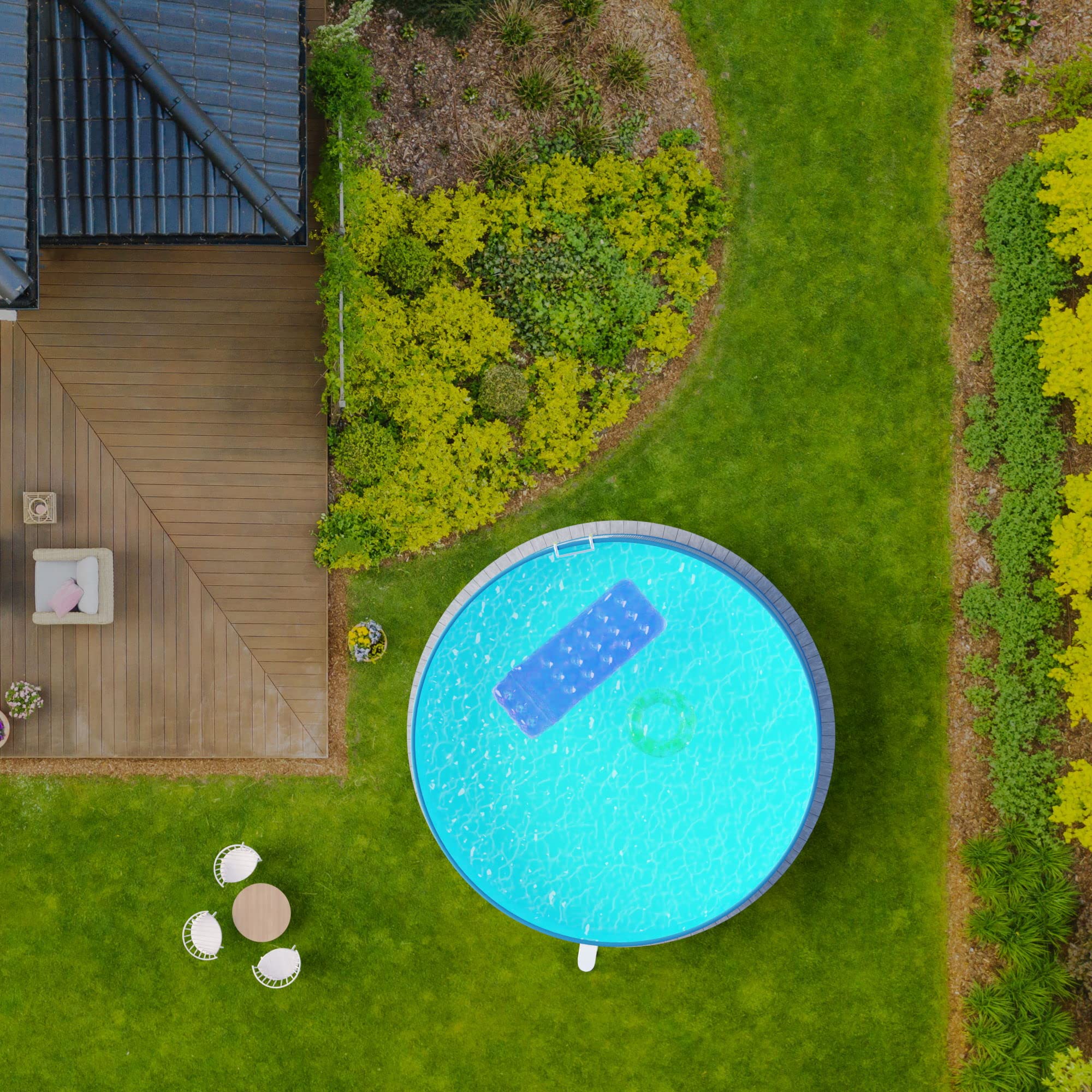 Planet Pool Okrągły basen ze stali nierdzewnej, rozmiar do wyboru, głębokość 90 cm, stal 0,3 mm, antracyt, blacha piaskowa 0,2 mm, nakładka 350 x 90