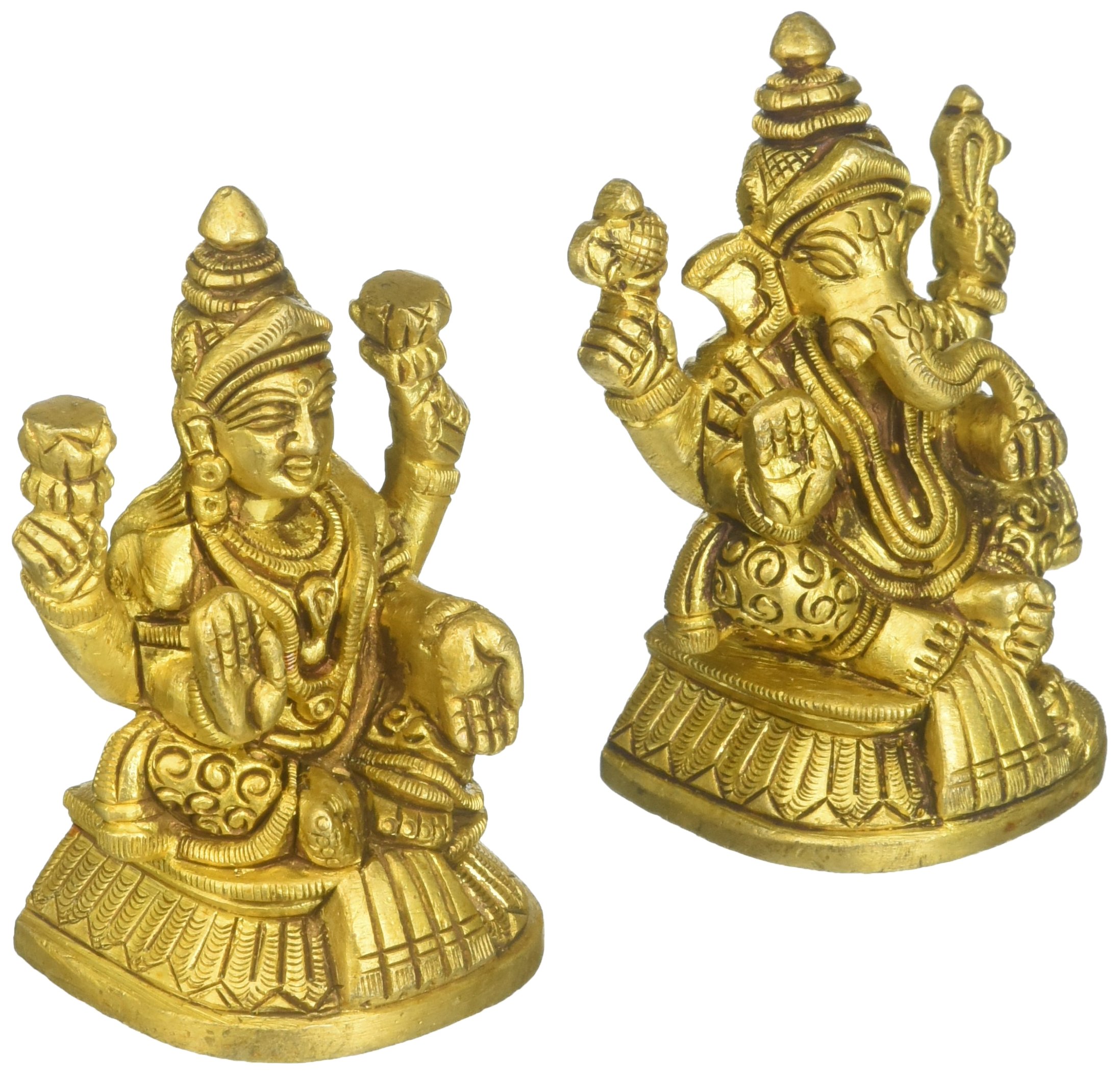 Ganesh Lakshmi Statue, Laxmi Ganesh Statue, 3" Bronze Lakshmi Ganesh
