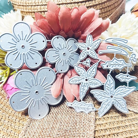 2pcs Flower Petal Die Cuts for Card Making, Flowers Cutting Dies, Plant Metal Die Cutting Mold, Petal Scrapbooking Dies, DIY Etched Embossing Stencil for Craft