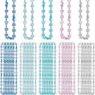 Equsion 25 Pieces Snowflake Bead Necklaces Snowflake Necklace, Beaded Necklace Winter Theme Party Favors Birthday Party Supplies Princess Jewelry Gifts for Girls Women Winter Holiday