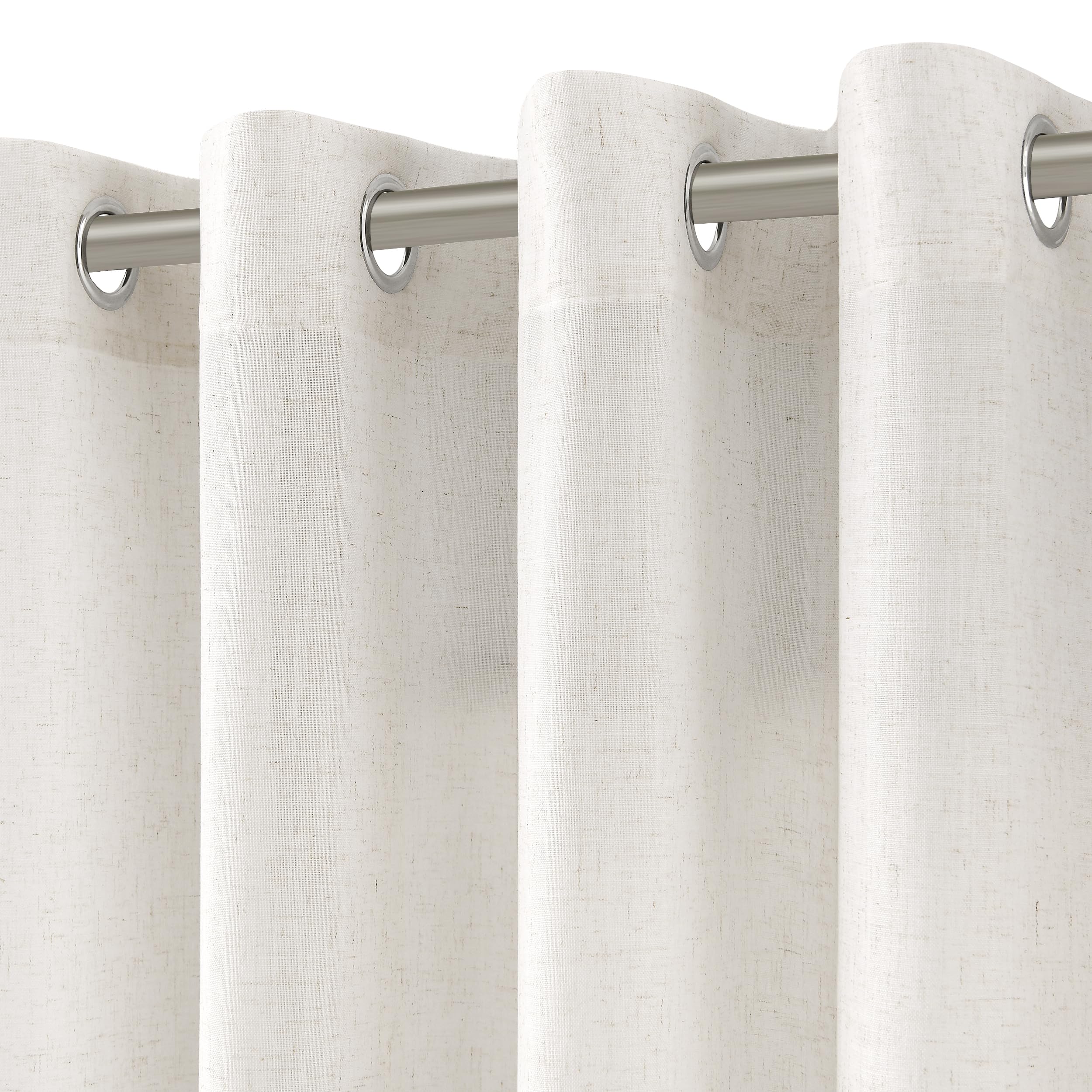 Nanspring Extra Long Linen Curtains 108 Inches Long Grommet Ivory White