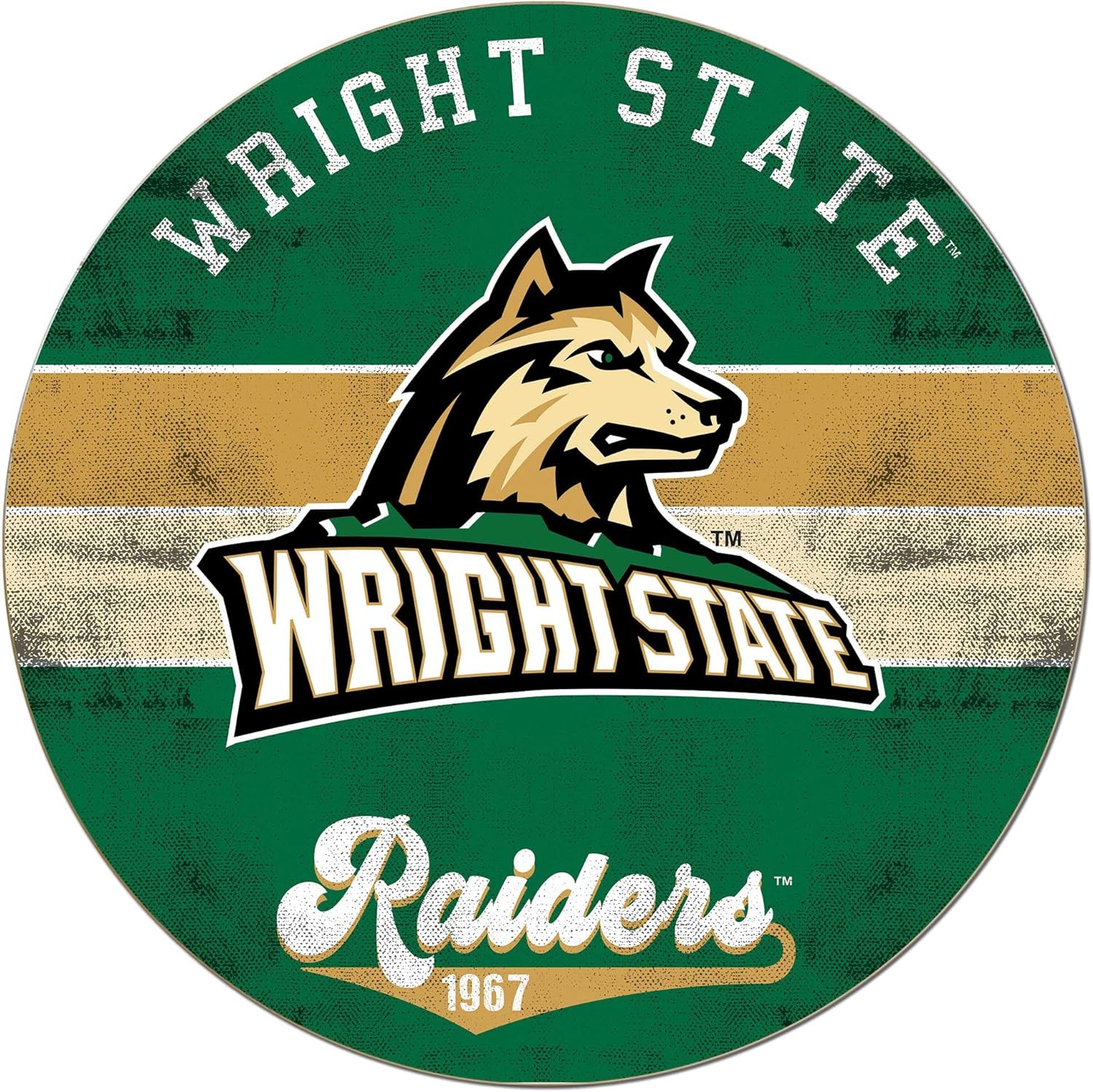 KH Sports Fan Wright State Raiders Multi-Color Retro Circle Sign, 20x20 Inches, Raiders Decor for Home or Office; Display Your Team Spirit with This Wright State University Raiders Wall Art