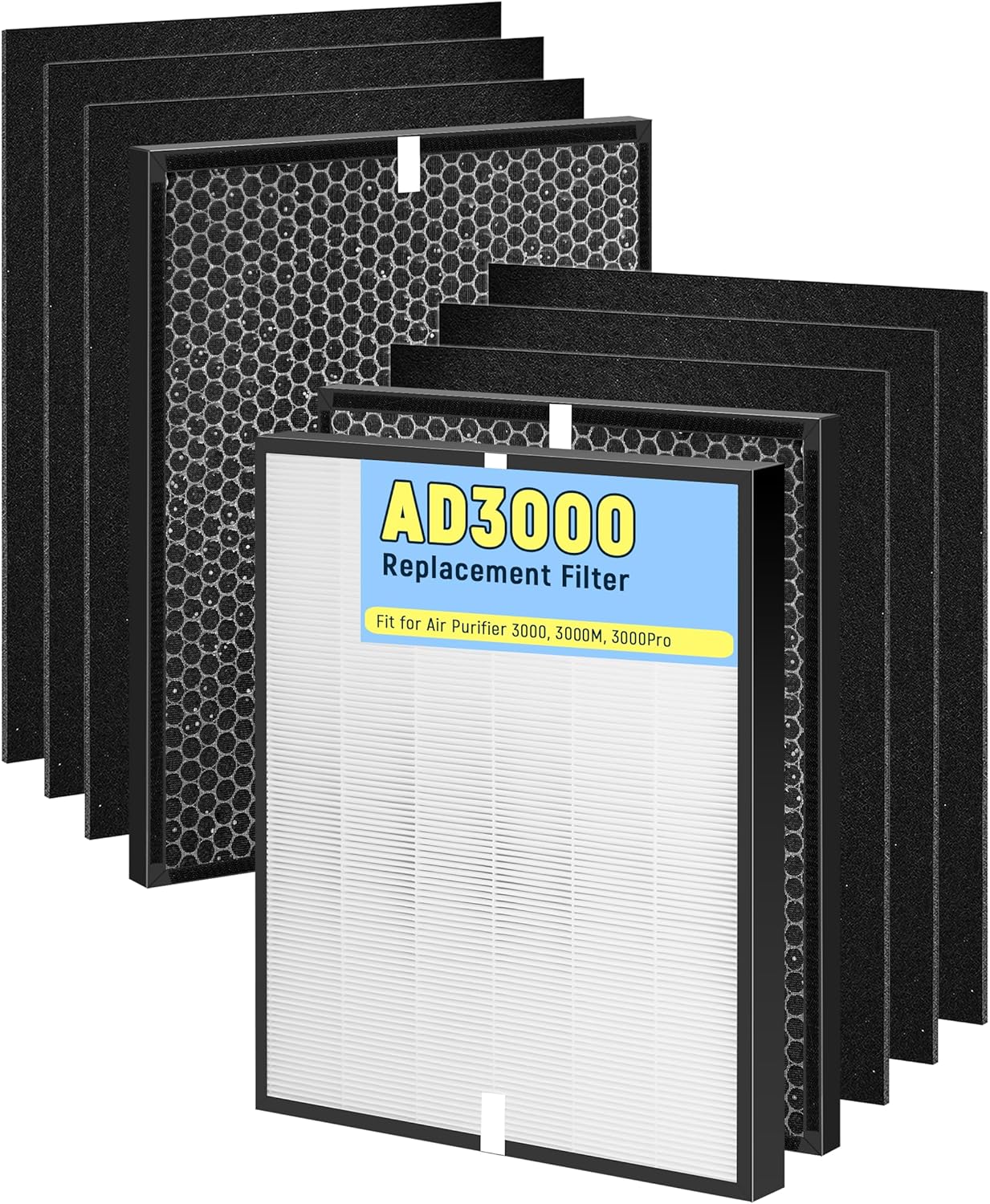 9 Pack 3000 Replacement Filter Compatible with AirDoctor 3000 Air Purifi-er, with 1 Main Filter + 2 Activated Carbon Filters + 6 Pre-Filters