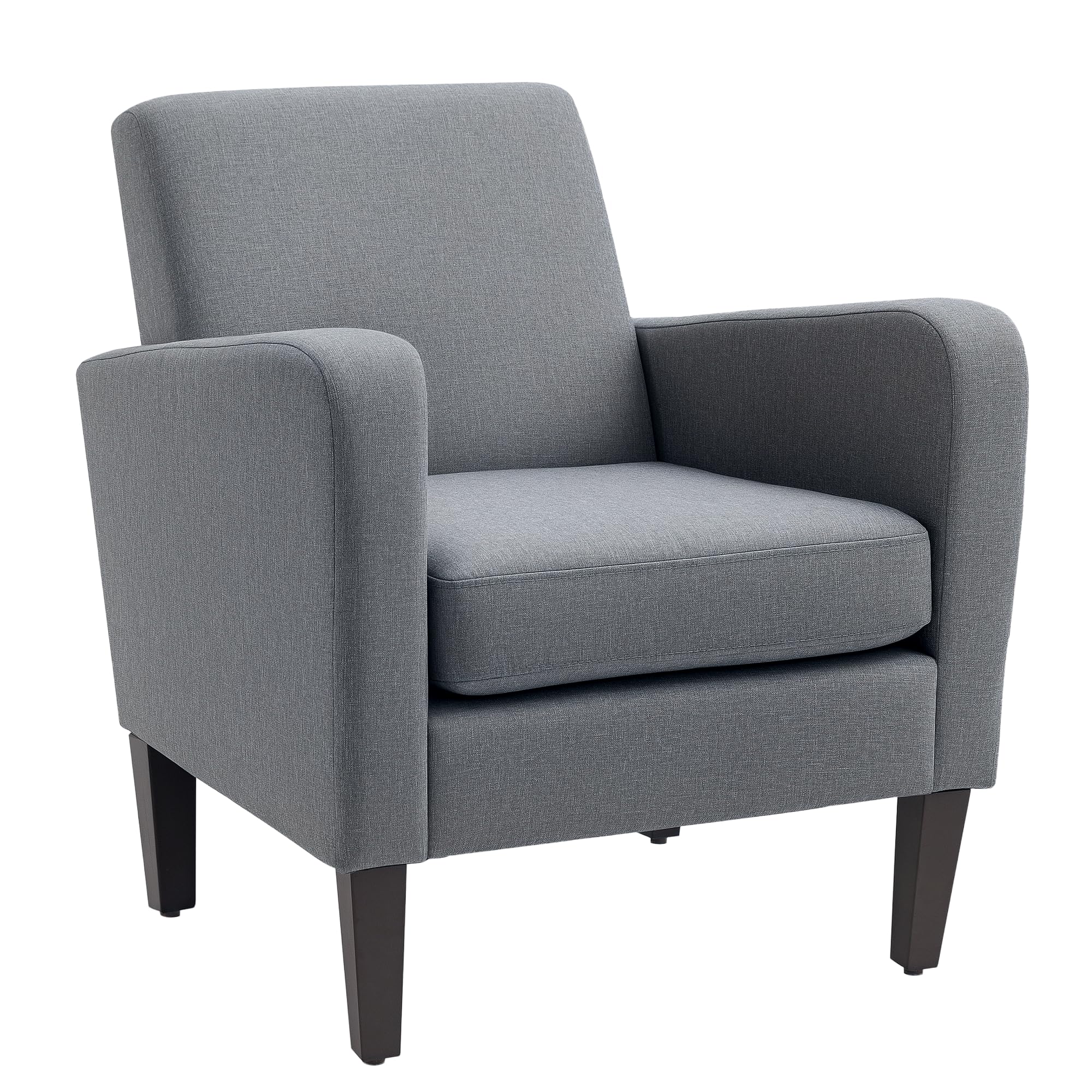 Bobobiy Grey Modern Accent Chair, Occasional Chair With Rubber Wood Legs For Living Room, Bedroom,