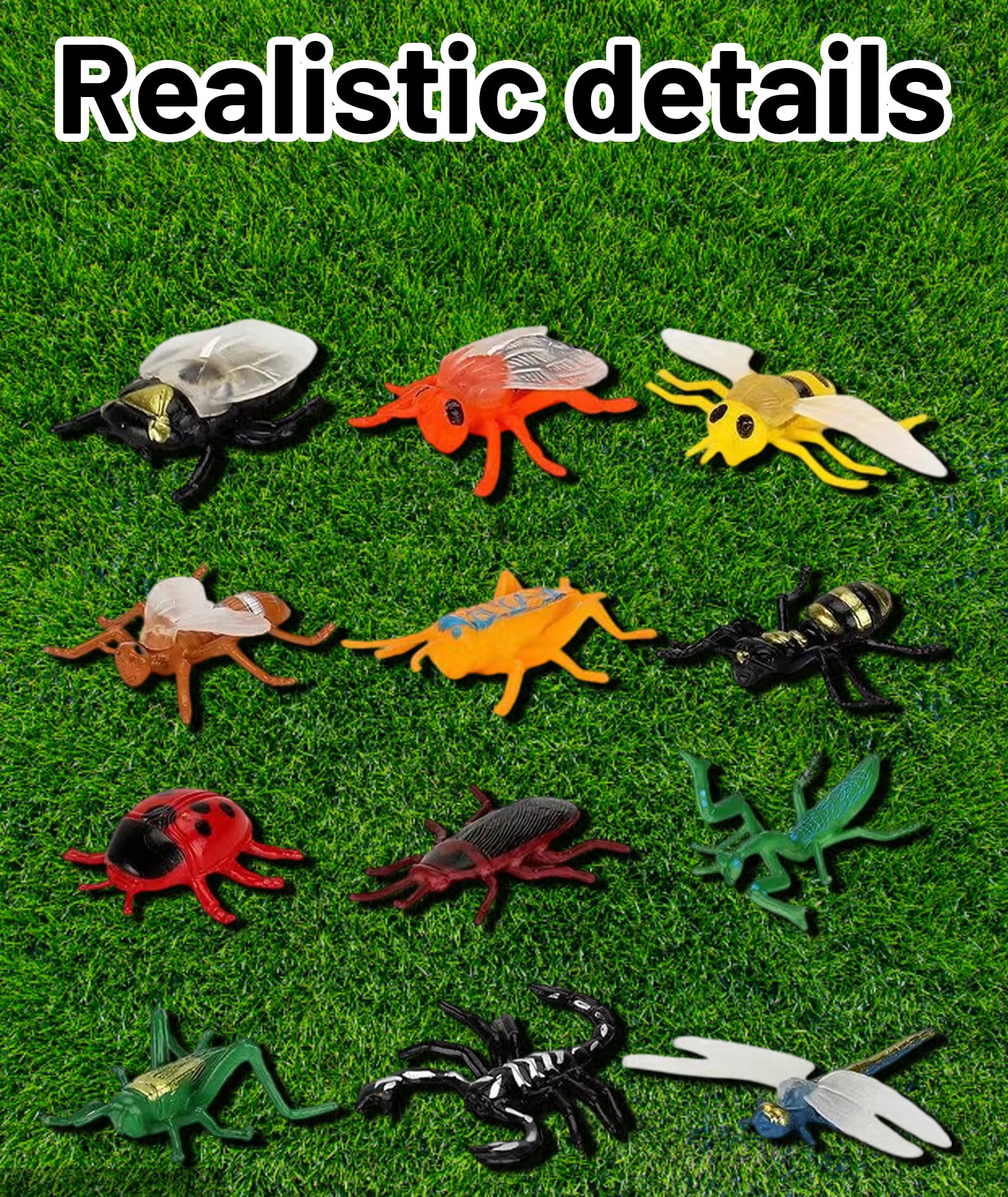 Buildcon 24 Pcs Animals Set for Kids, Kids Animal & Insect Figurine Set - Realistic Bees, Butterflies & More for Educational Play & Learning | Toddler Animal Toys for Hands-On Cognitive Development 1