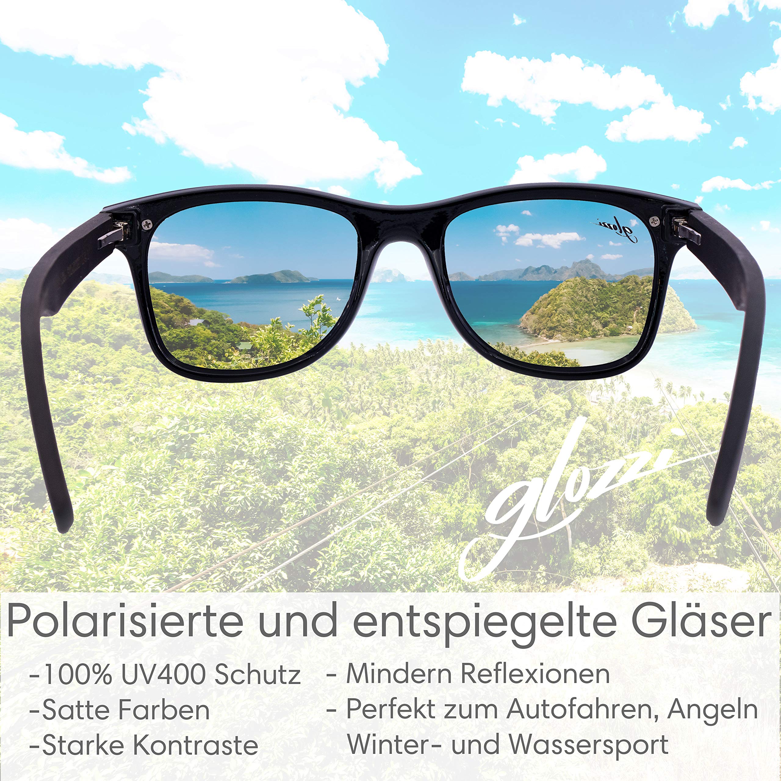Sonnenbrille Herren und Damen Holz Polarisiert UV400 mit Holzbügeln und Brillenetui aus Kork