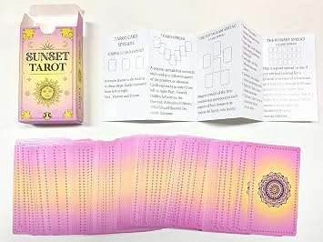 JUJU'S VIBES Learning Tarot Cards for Beginners with Meanings on Them, Cute Sunset Tarot Cards Set Unique, with Keywords, Beautiful Rider Waite Tarot Desks, Cute Beginner Tarot Cards Deck Pink