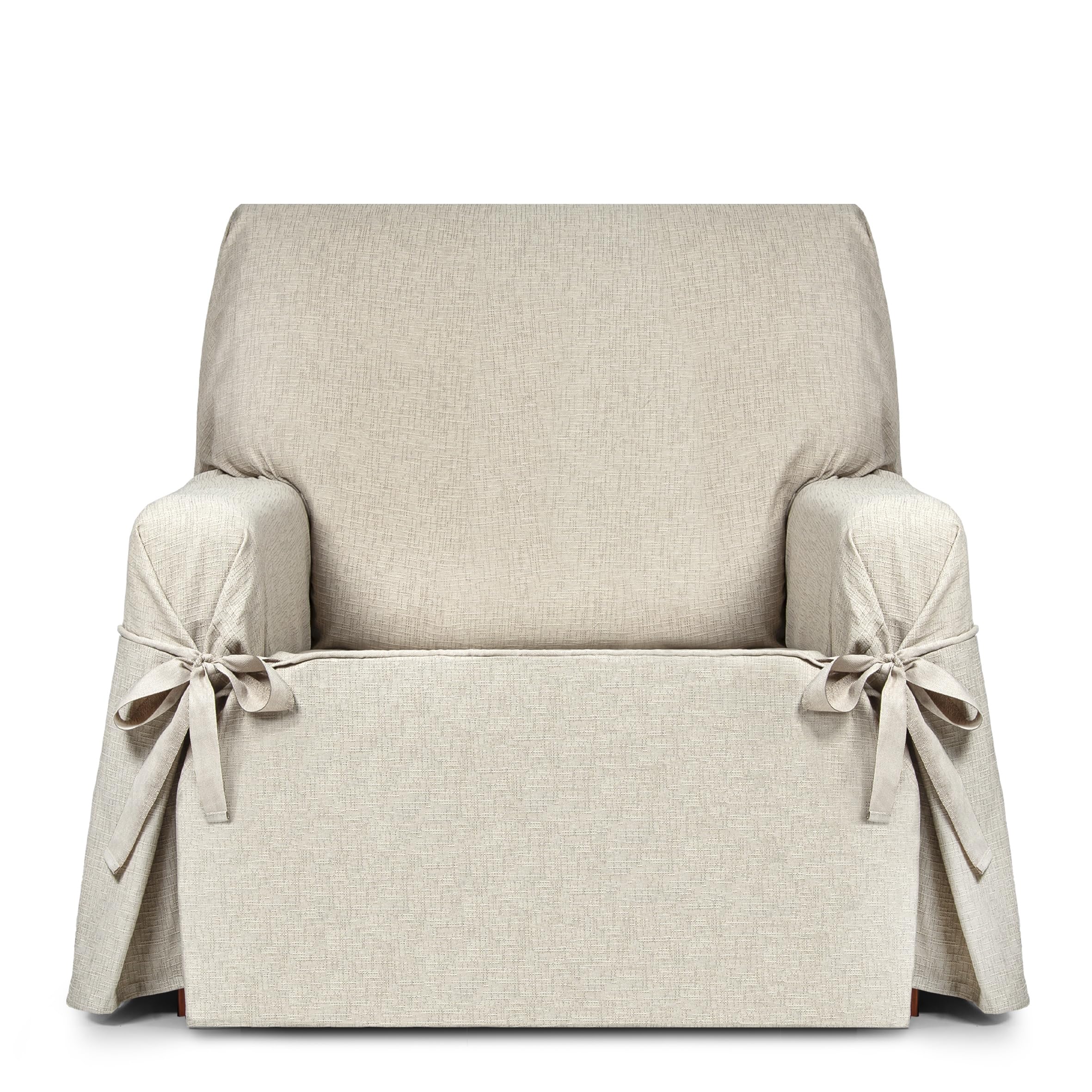Eysa Genna Sofa Cover with Ties, Stain Resistant, 1 Seater Ecru