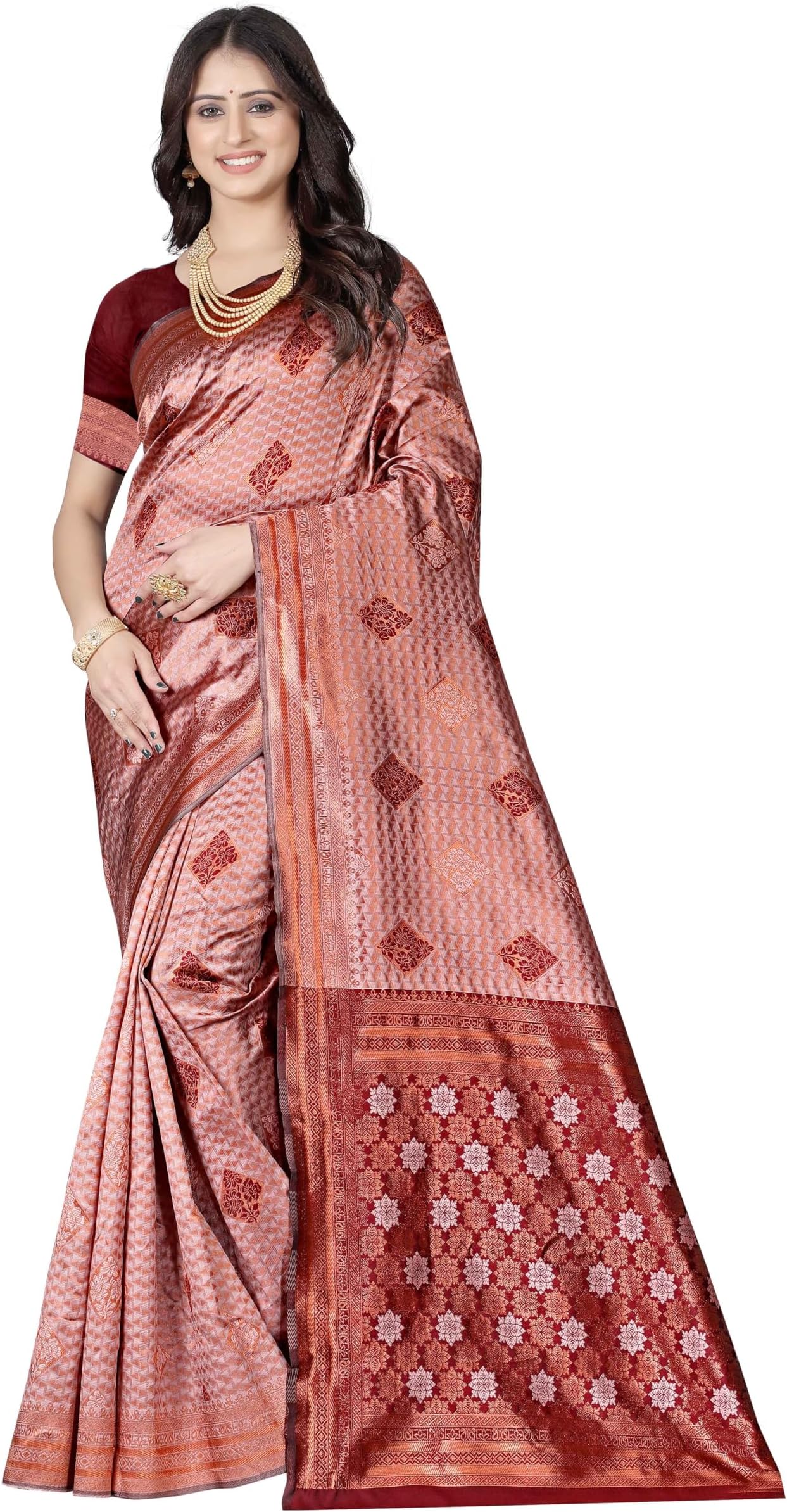 Sugathari Women's Banarasi Saree Pure Kanjivaram Silk Soft new ladies 2024 Design Wear Pattu Sarees Latest Cotton Party Sari collections With Blouse Piece for Wedding sadi (P-196)