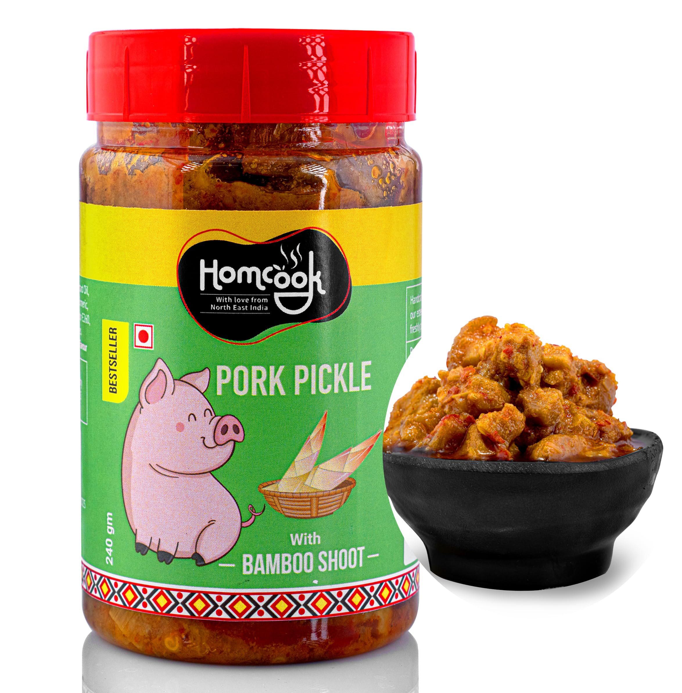 Homcook Pork Pickle with Bambooshoots Khorisa from Northeast India |Ready-to-Eat NonVeg Meat ACHAR|240g-image-27