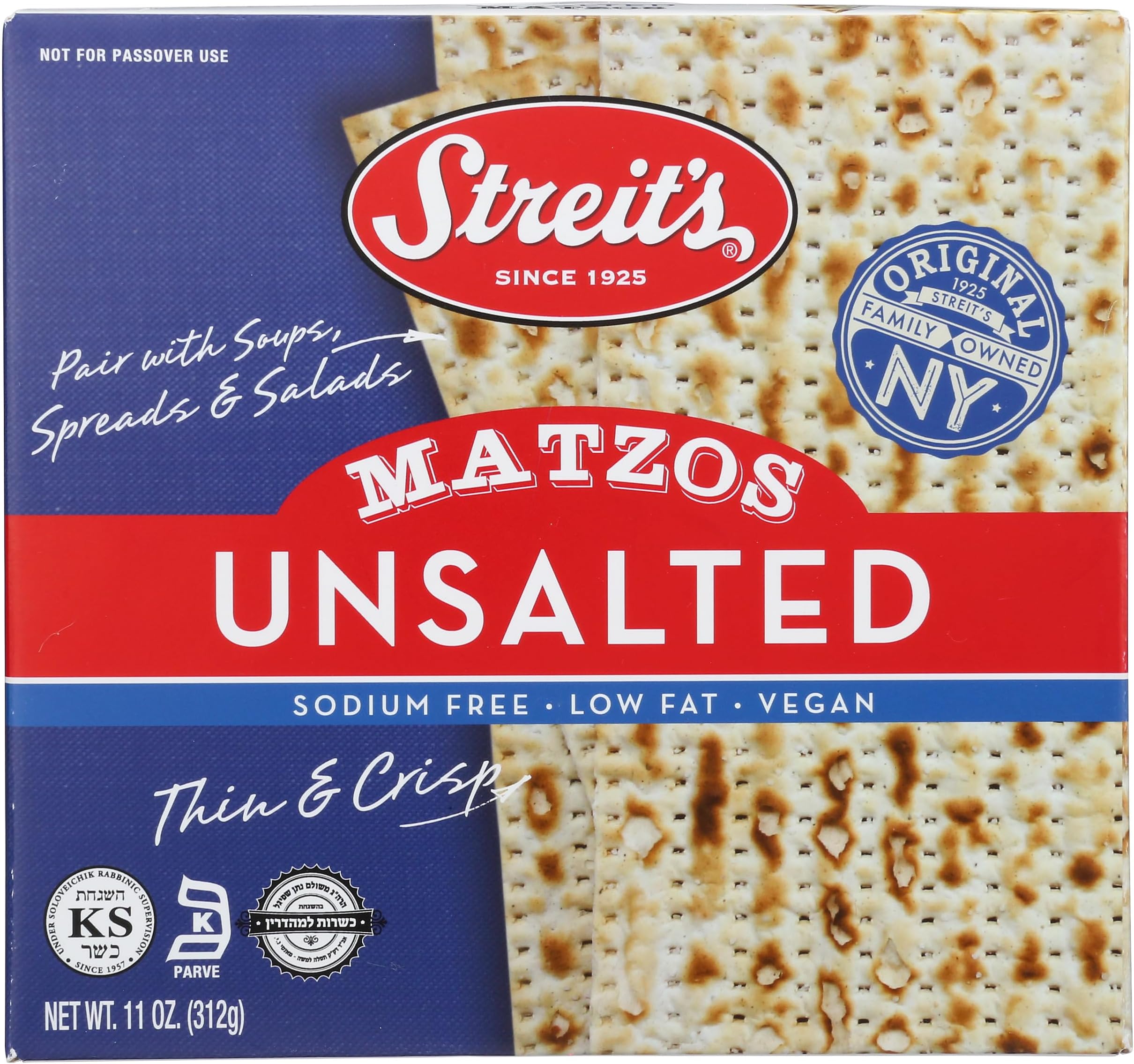 Streit's Unsalted Matzo, 11 oz