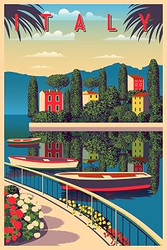 A SLICE IN TIME Italy Retro Travel Posters. Glossy Paper Print for Walls. 10 x 13.5 inches Italy Villa