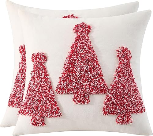 Tosleo Juego de 2 fundas de almohada rojas de 18 x 18 pulgadas, decoración de fiesta de Navidad, fundas de cojín suaves para sofá, cama, sala de