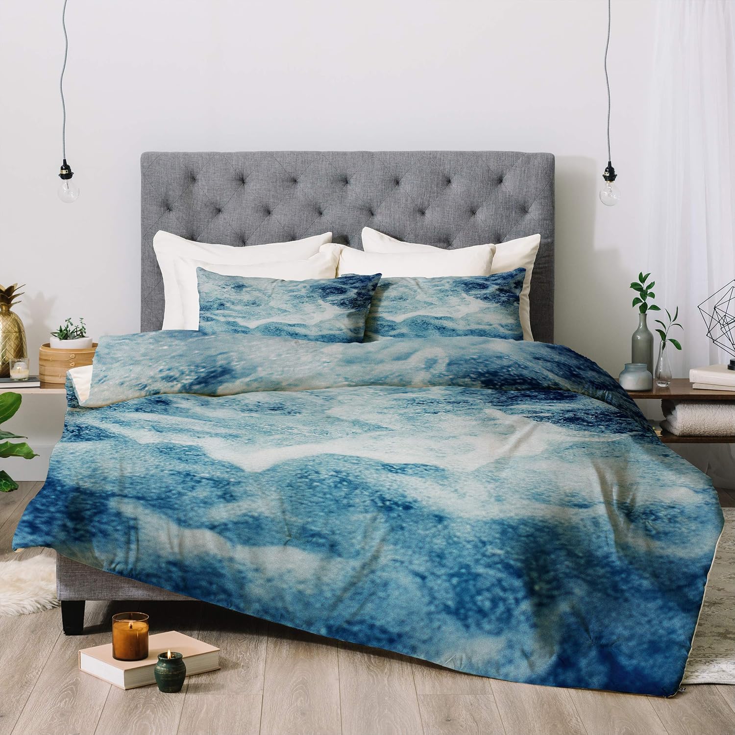 Deny Designs Leah Flores Sea Comforter Set with Pillow Shams, Full/Queen, Blue