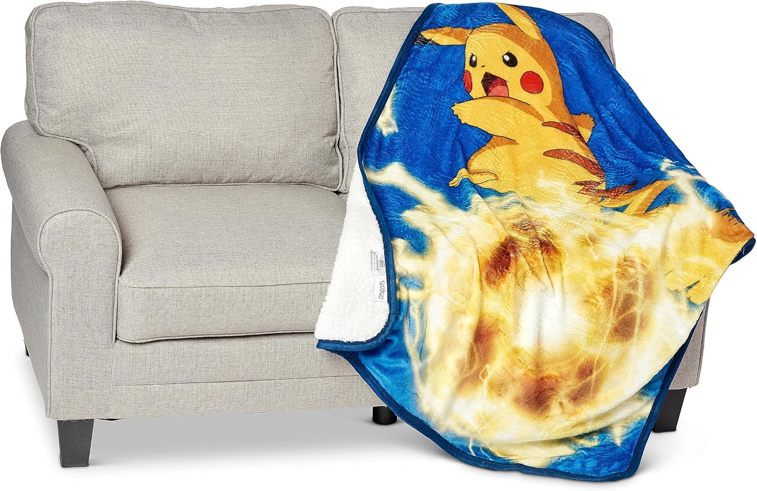 Northwest Pokémon Pikachu Silk Touch Sherpa Throw Blanket – 40 x 50 Inch Electro Shock Design – Soft and Cozy Anime-Inspired Throw