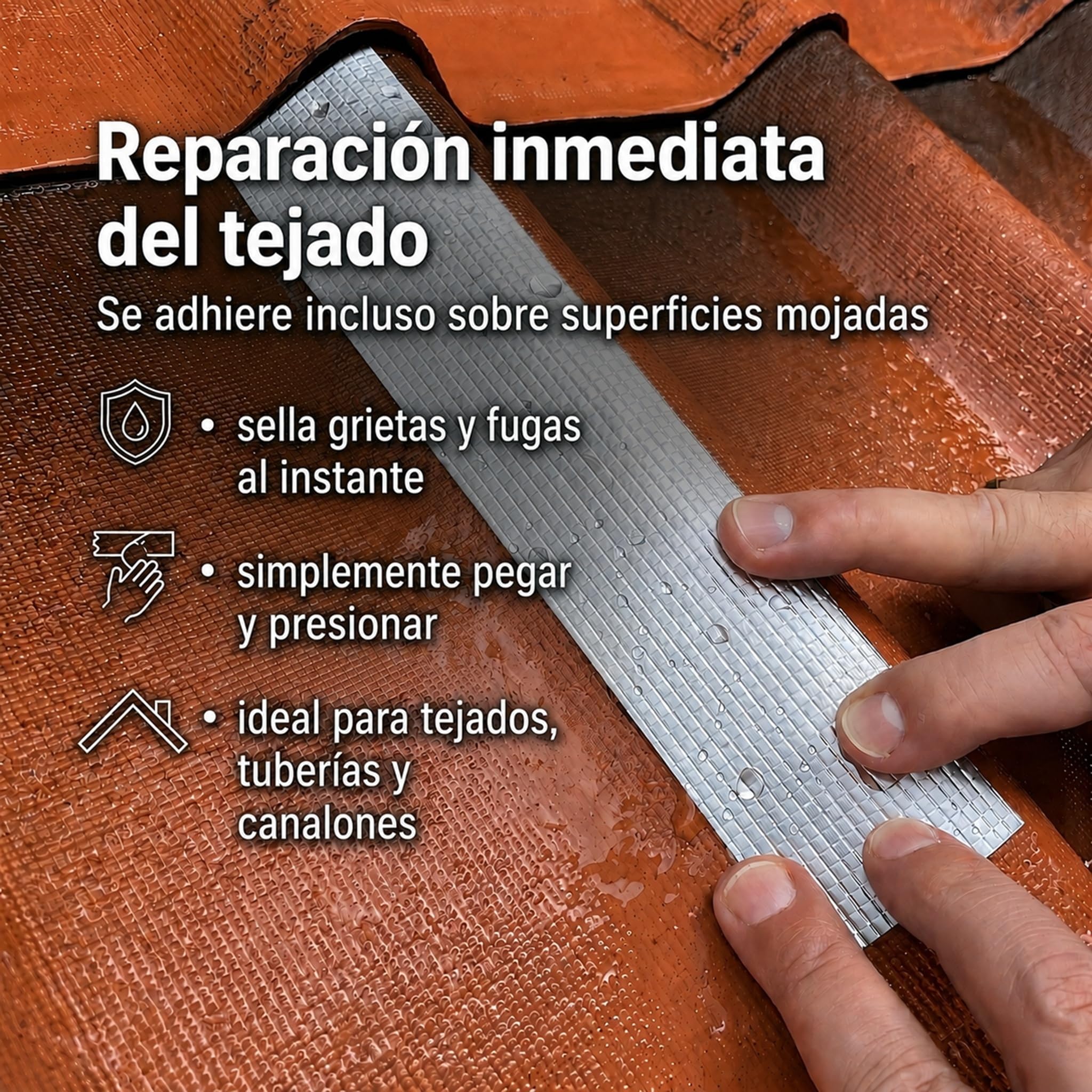 Cinta de butilo impermeable, adhesiva y de sellado subacuática para tejados, paredes, ventanas y más, hecha de caucho butílico (5 cm x 5 m)