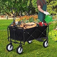 Vista 1 de Carrito plegable para camping, jardín, comestibles, playa, carrito de utilidad portátil resistente con 4 ruedas universales y mango ajustable