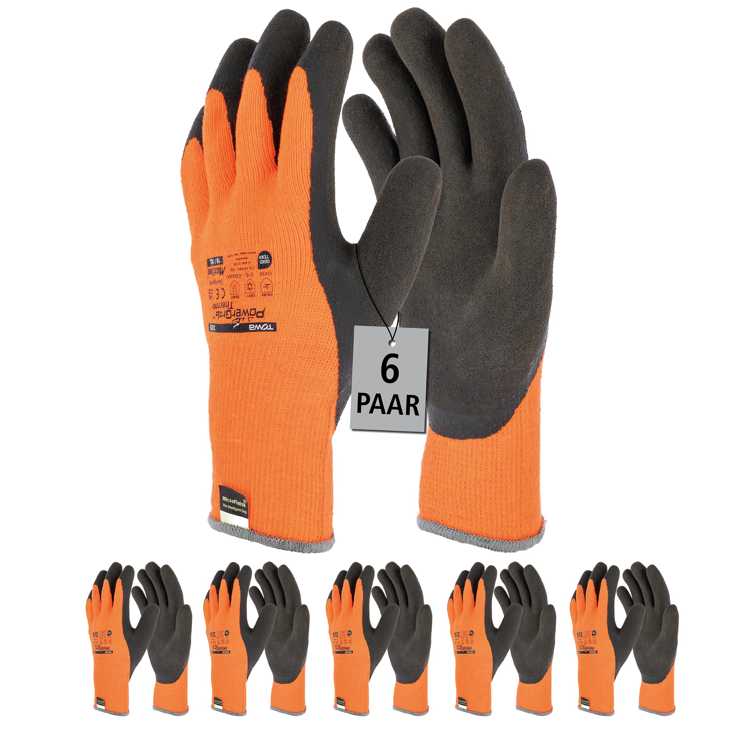 Winter glove PowerGrab Thermo, orange, size 9 (6)