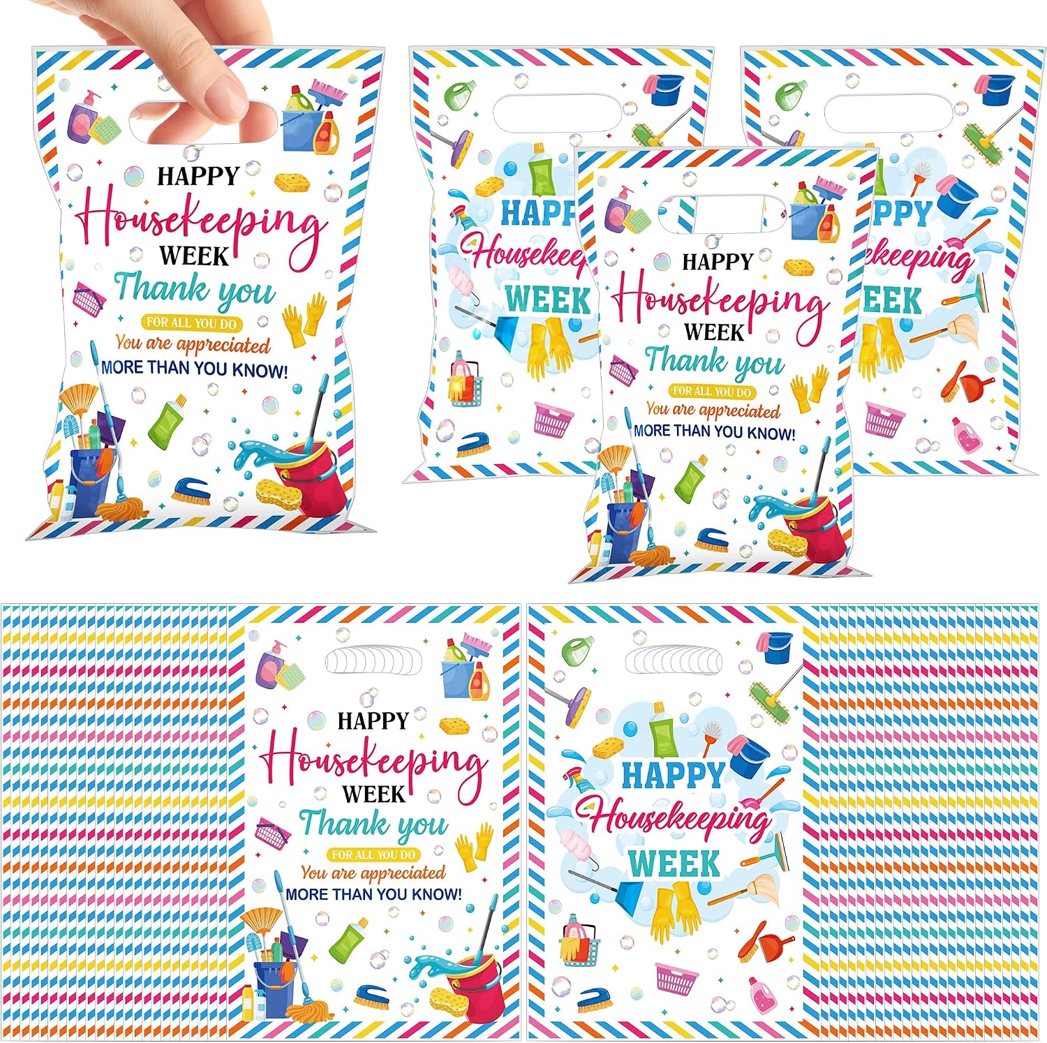 MOIZYNG 50 Pcs Housekeeping Week Gift Bags with Handles