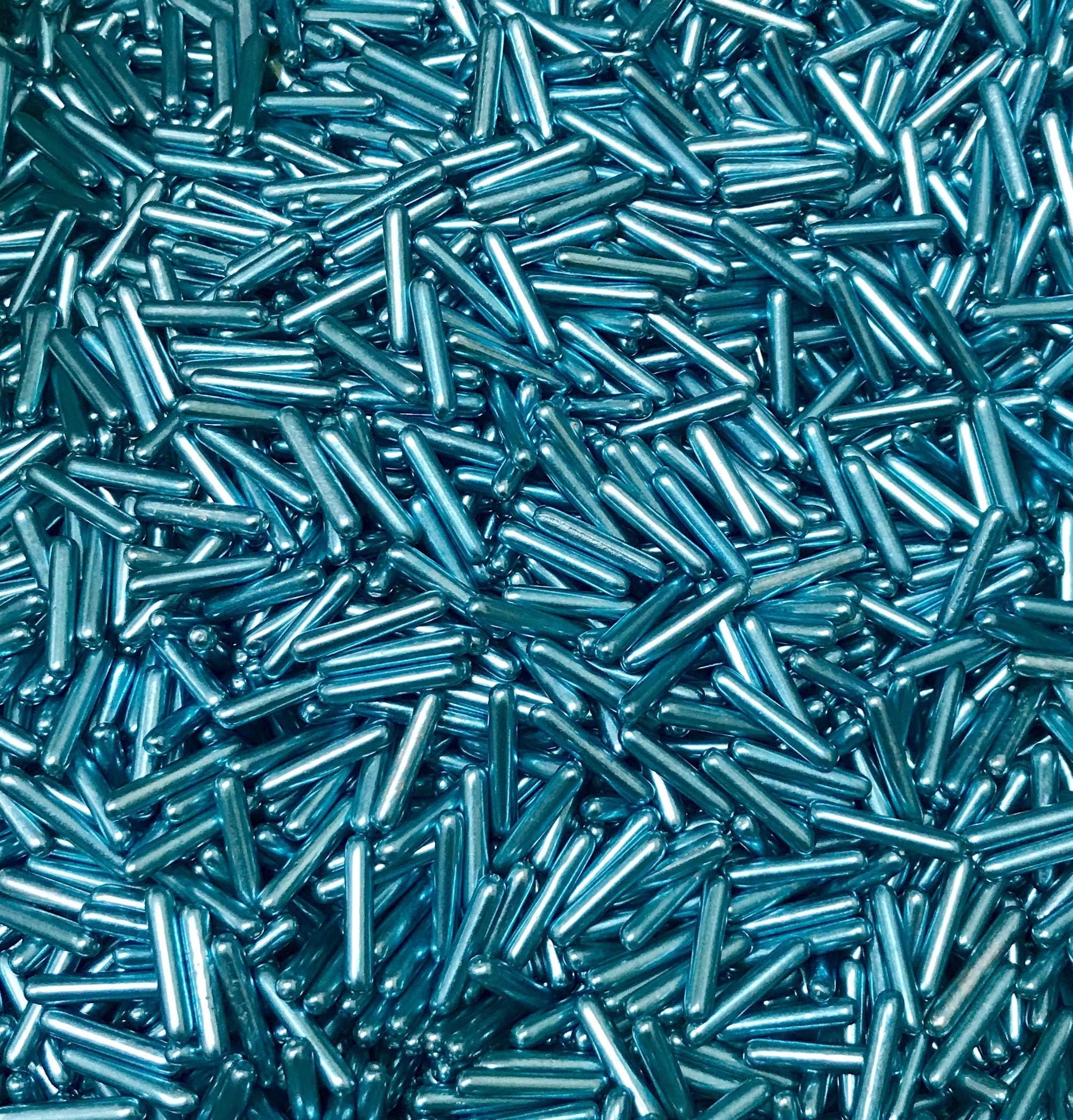 Blue Metallic Macaroni Rods Cake Cupcake Edible Sprinkles (60g Pouch)