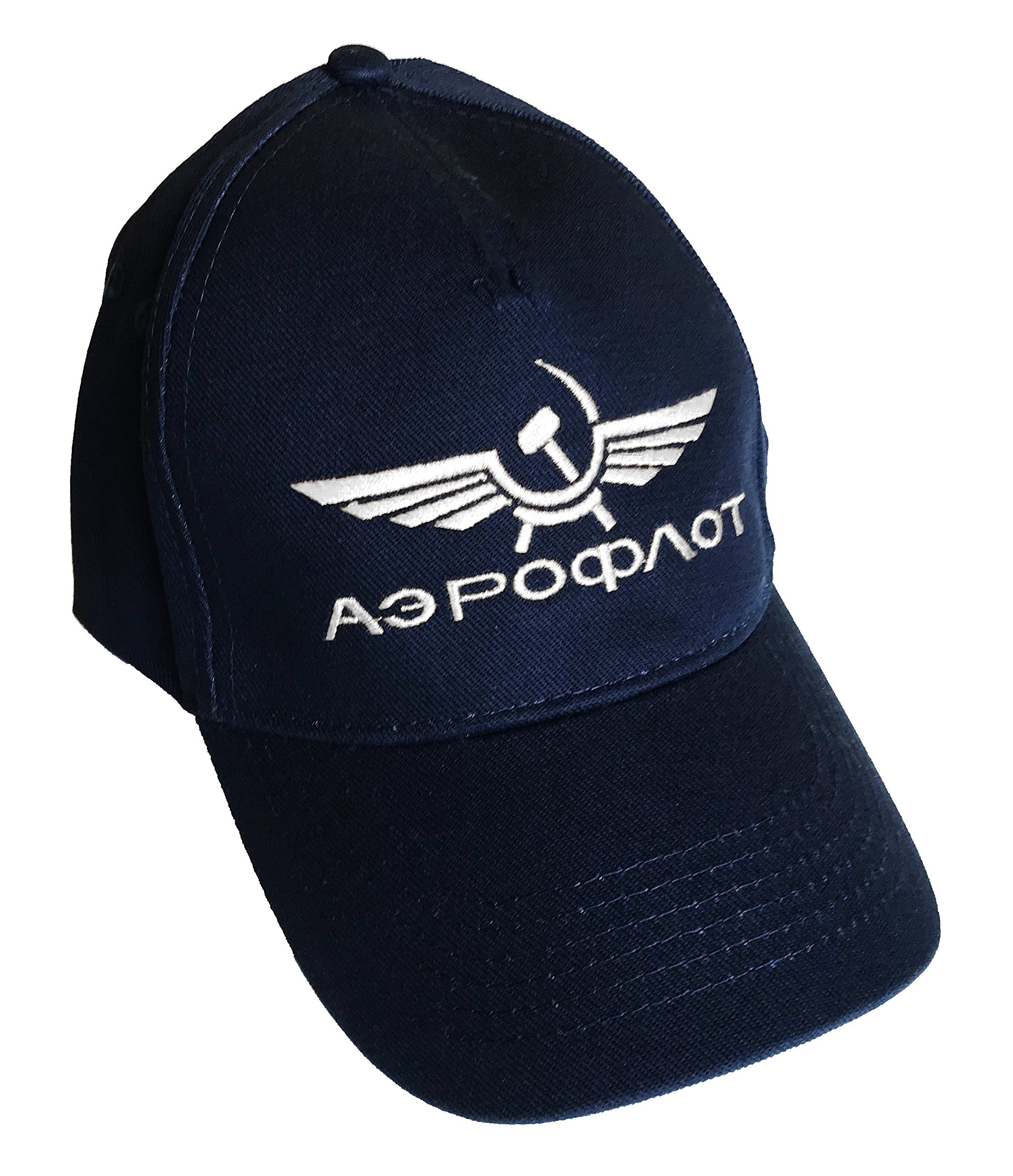 Ukprintwear Unisex Navy/White Aeroflot Embroidered Baseball Cap Russian Airline ()
